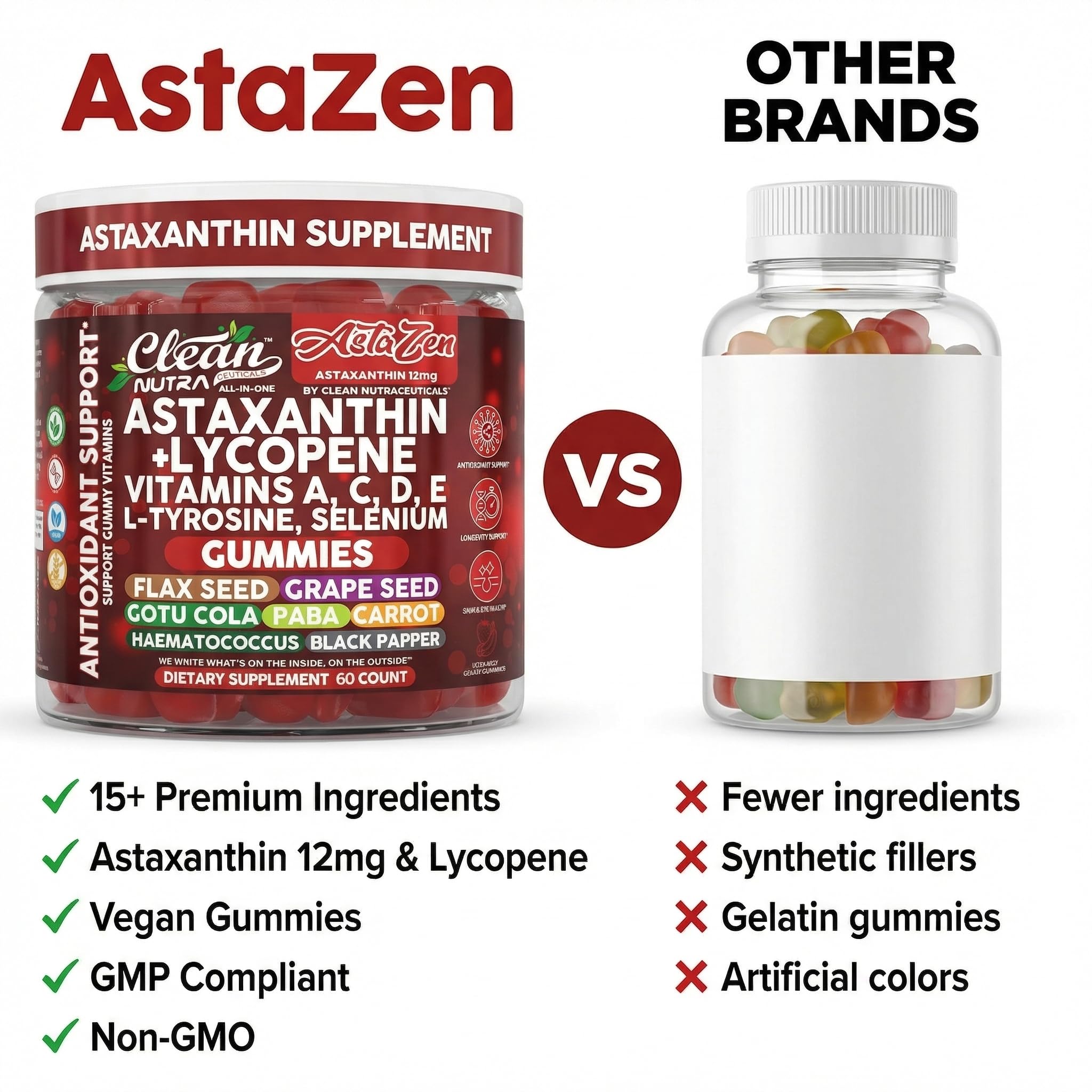 Clean Nutraceuticals AstaZen Astaxanthin Gummies with fresh strawberries