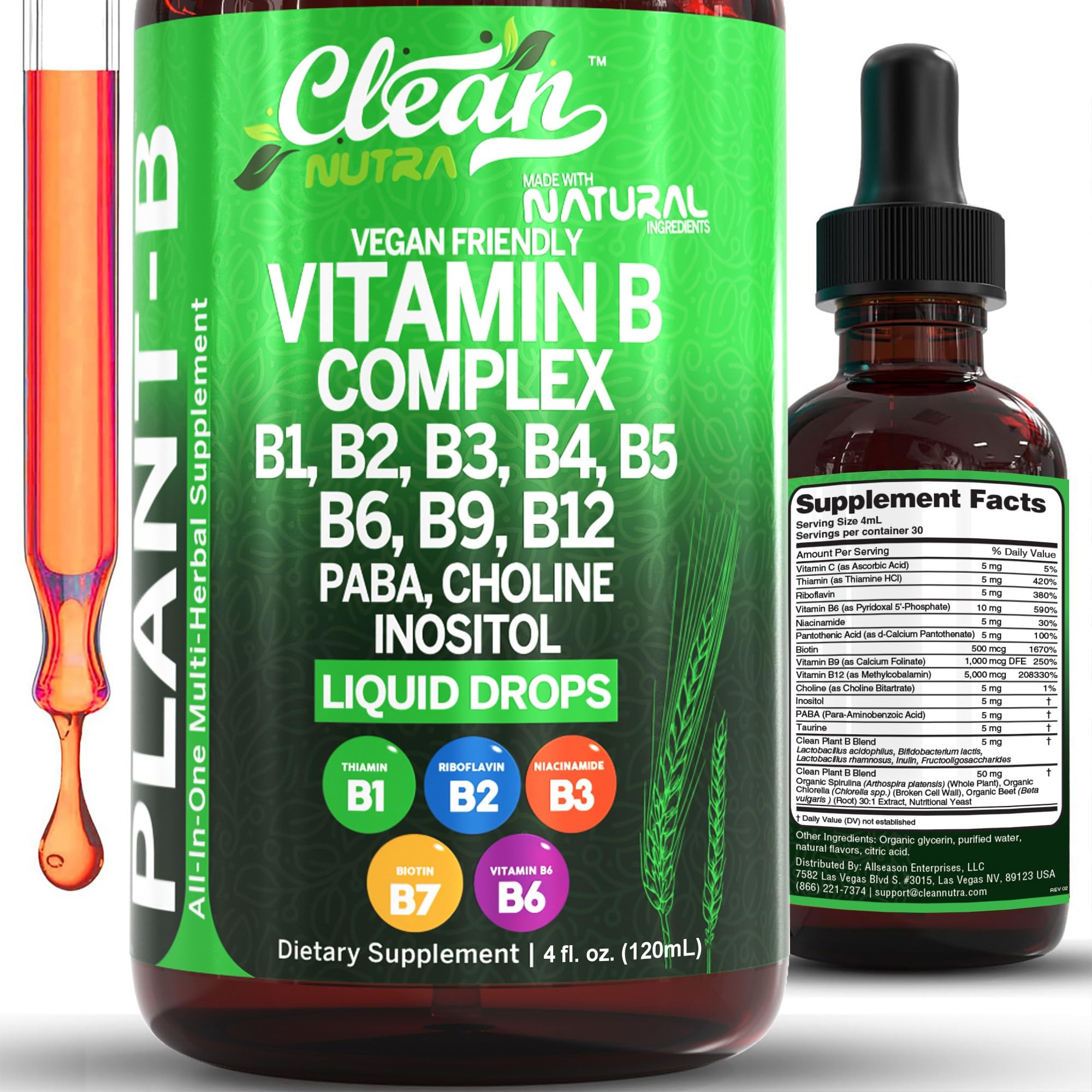 Clean Nutraceuticals B Complex Liquid Drops 45g front view