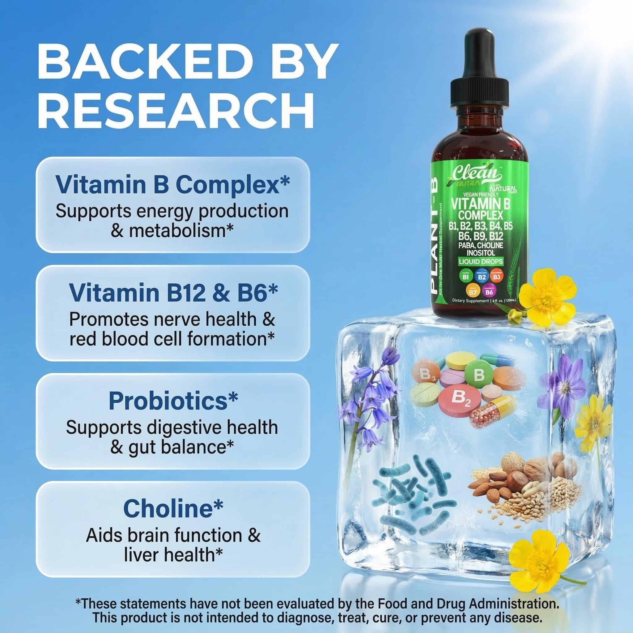 Clean Nutraceuticals B Complex Liquid Drops 45g side view