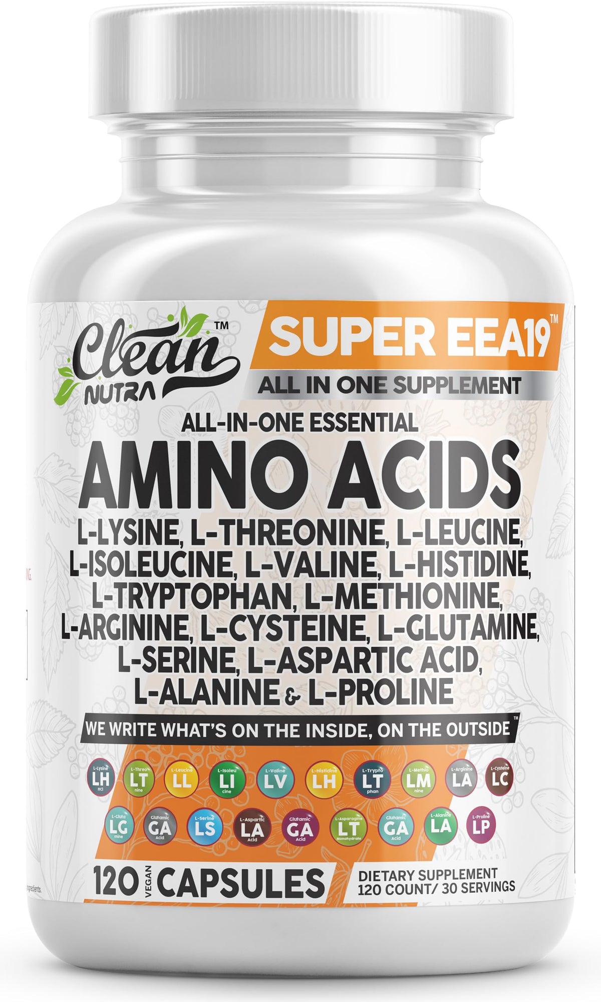 Clean Nutraceuticals BCAA Amino Acids Supplement front view