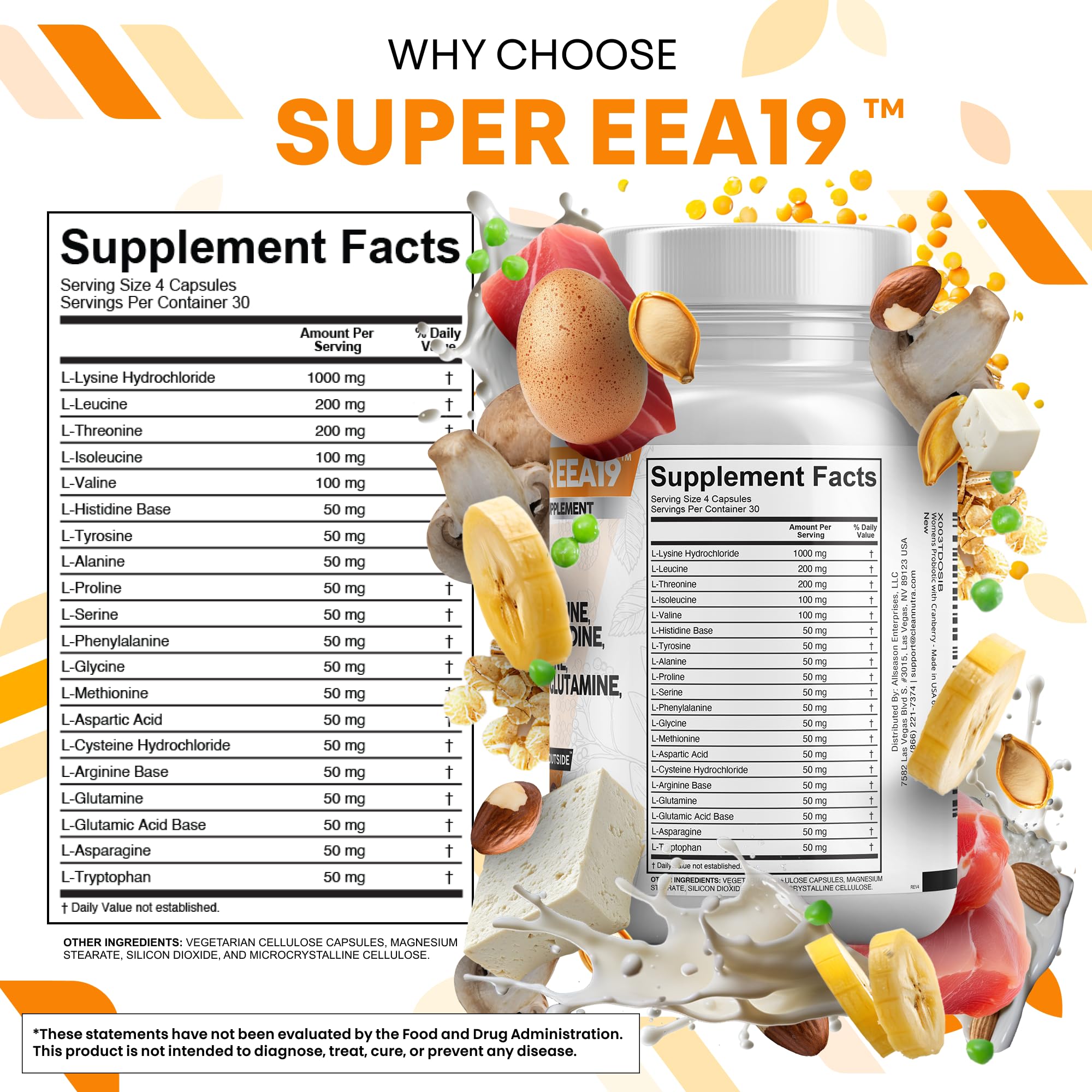 Clean Nutraceuticals BCAA Amino Acids Supplement ingredients list