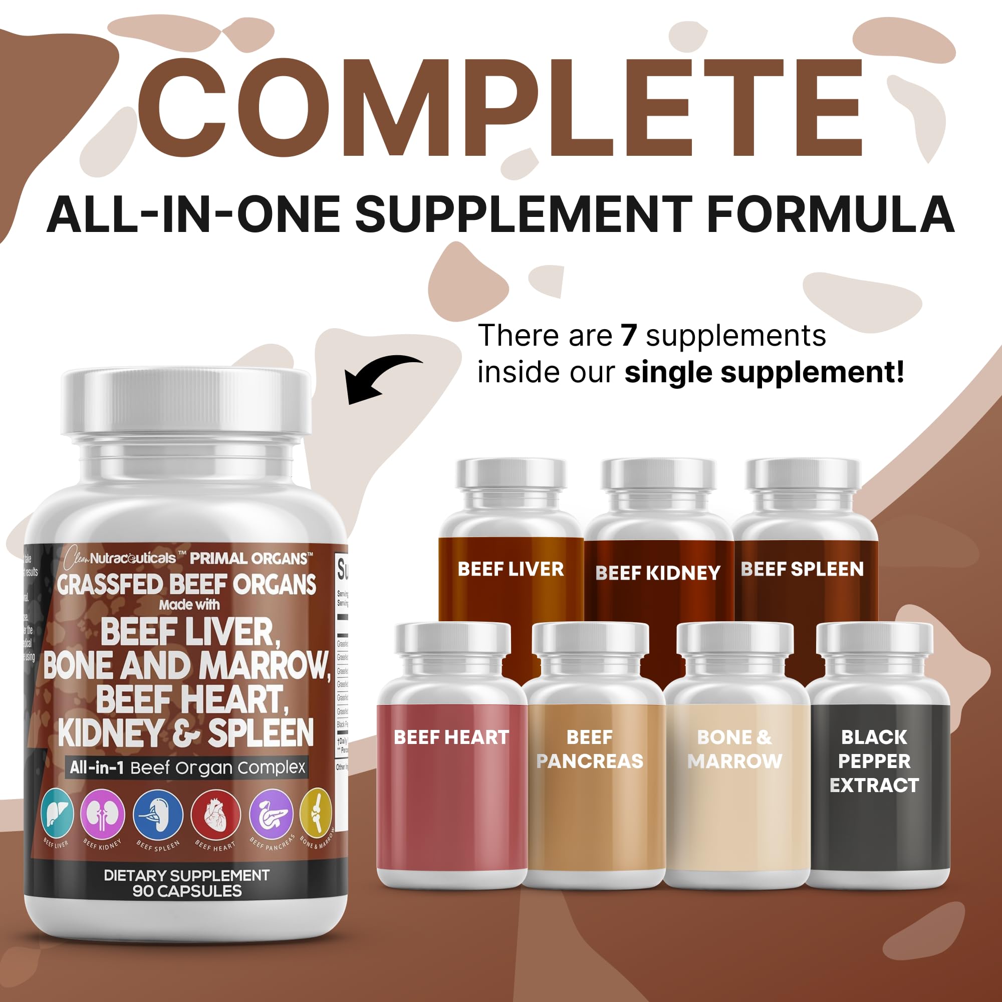 Clean Nutraceuticals Beef Liver Capsules 3000mg bottle side view