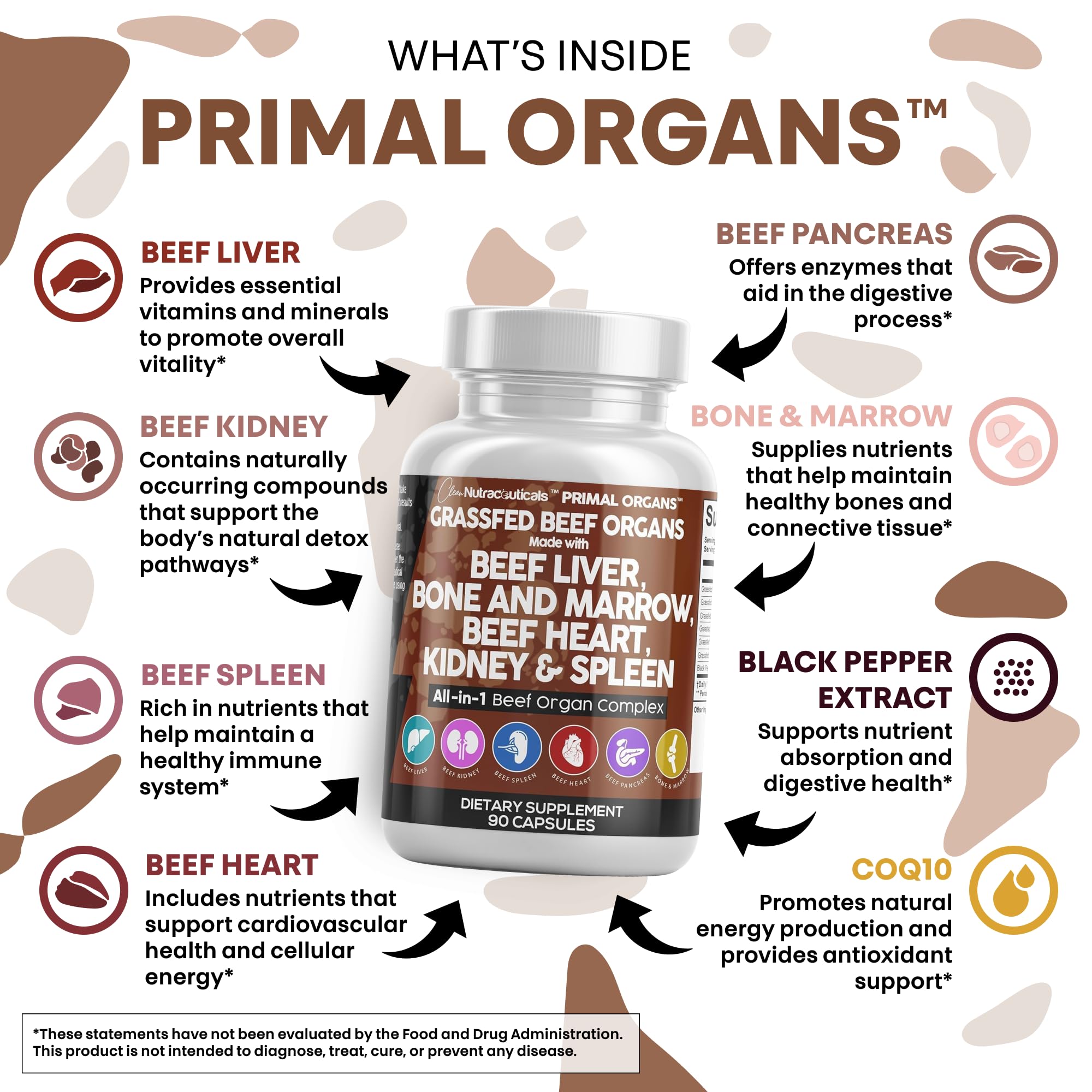Clean Nutraceuticals Beef Liver Capsules 3000mg nutrition facts