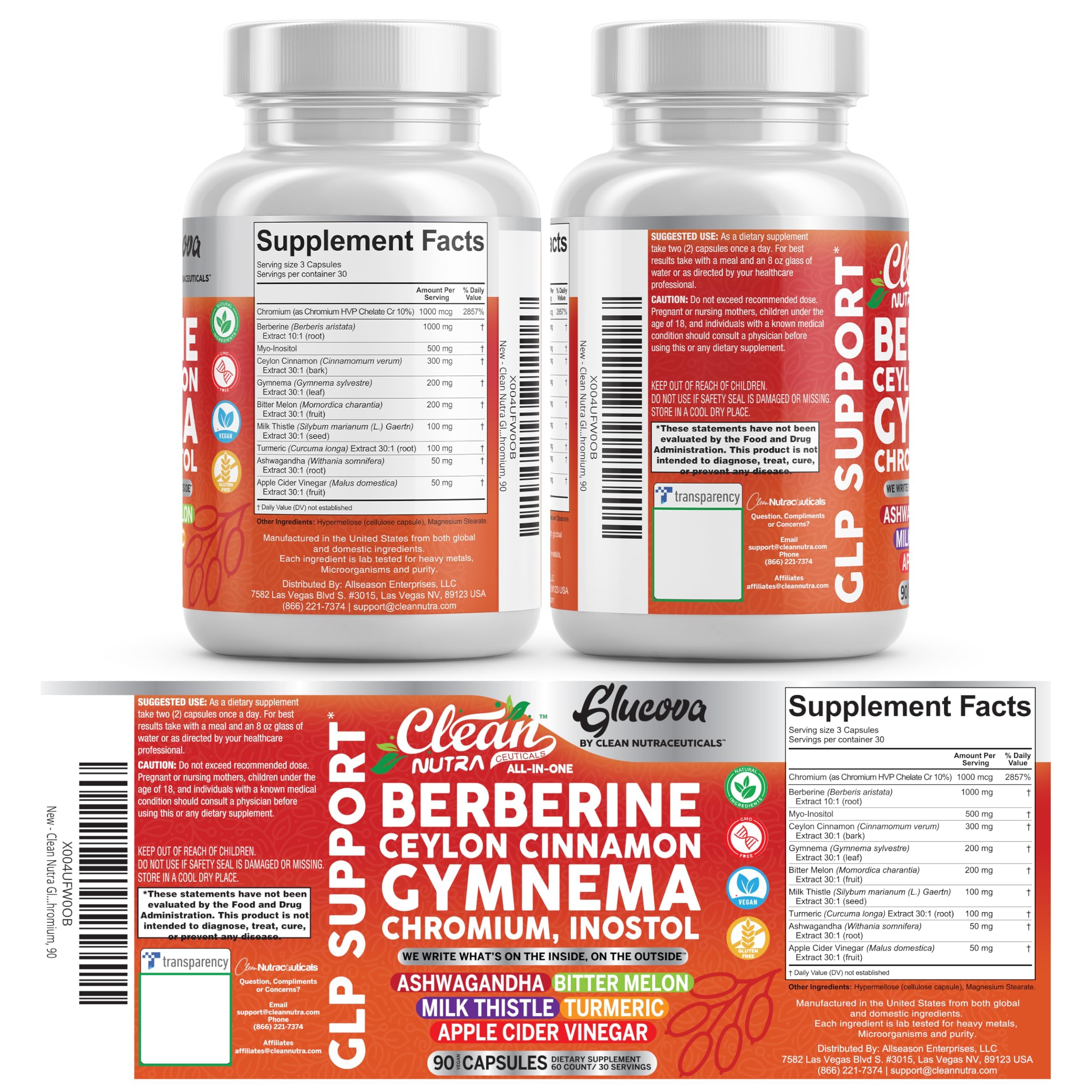 Clean Nutraceuticals Berberine Capsules lifestyle scene with healthy foods