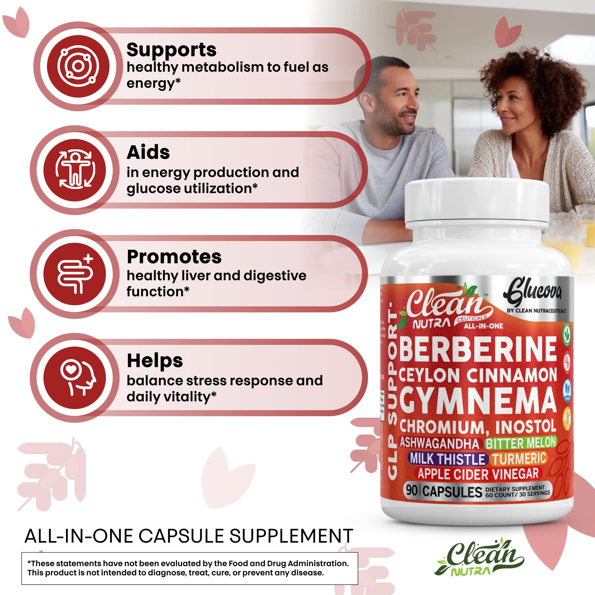 Clean Nutraceuticals Berberine Capsules on a wooden table