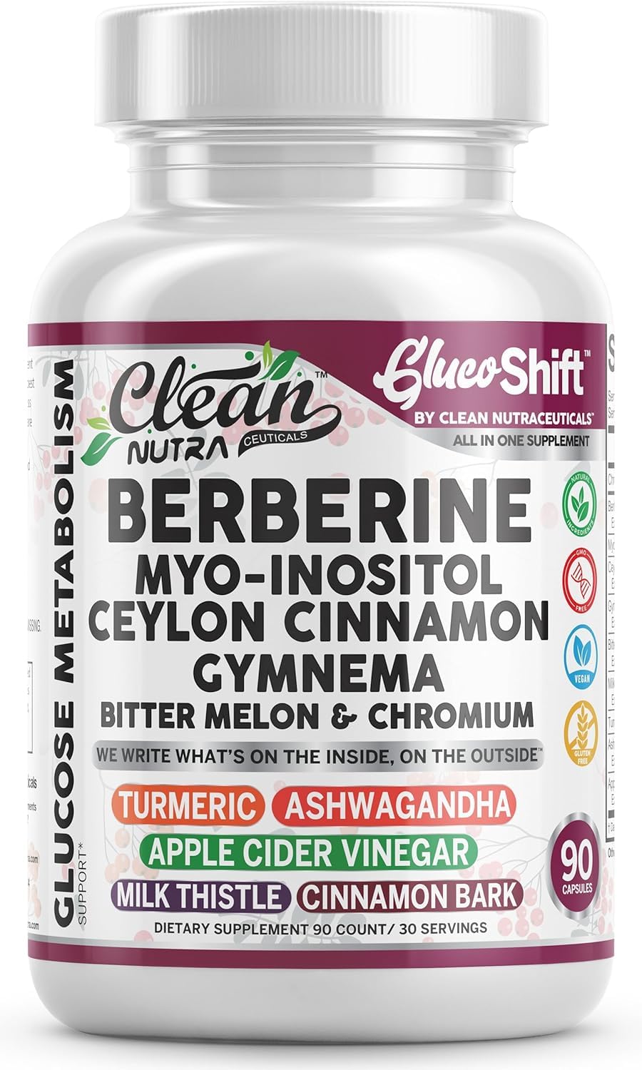 Clean Nutraceuticals Berberine Complex 90 Capsules front view