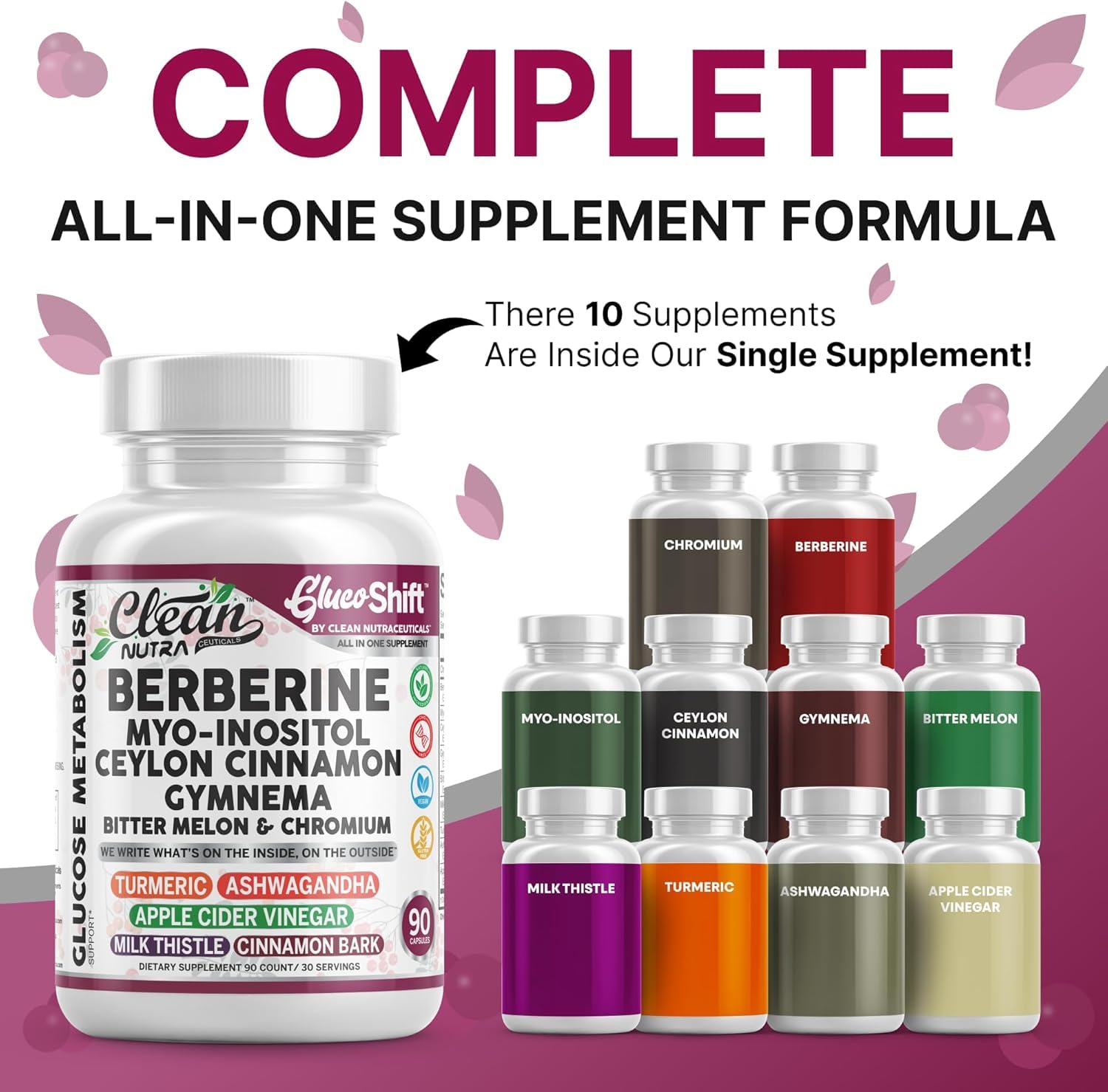 Clean Nutraceuticals Berberine Complex 90 Capsules with ingredients list