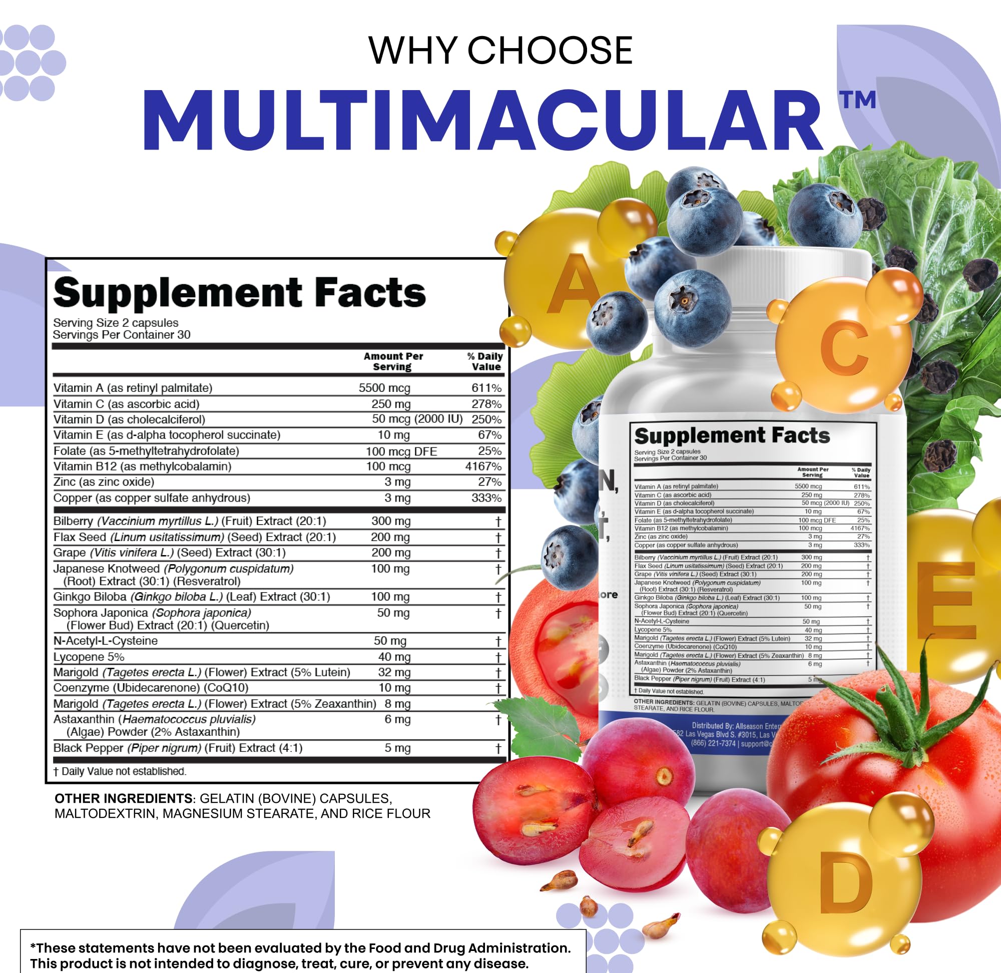 Clean Nutraceuticals Bilberry Eye Vitamins 300mg ingredients list