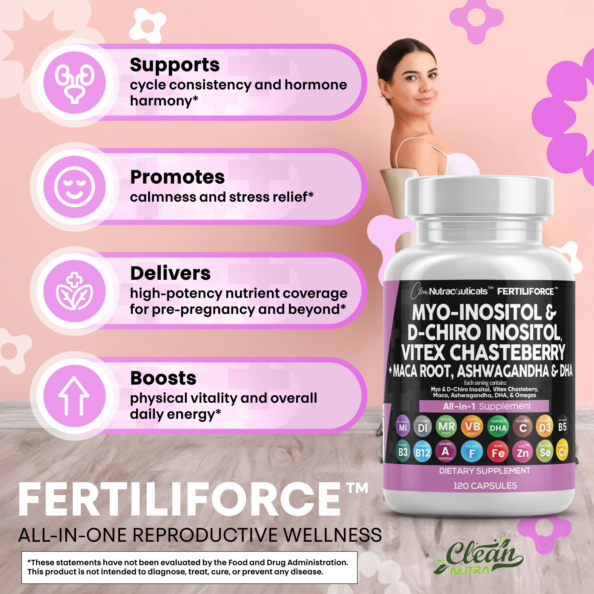 Clean Nutraceuticals Blended Vitamin & Mineral Supplement with a measuring spoon
