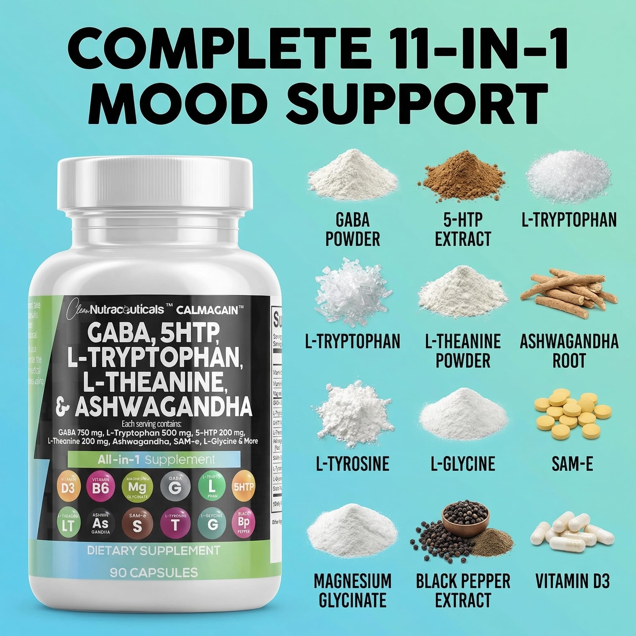 Clean Nutraceuticals CalmAgain 5-HTP Supplement ingredients list
