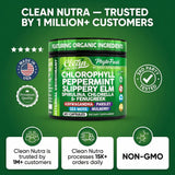 Clean Nutraceuticals Chlorophyll Capsules on a wooden table