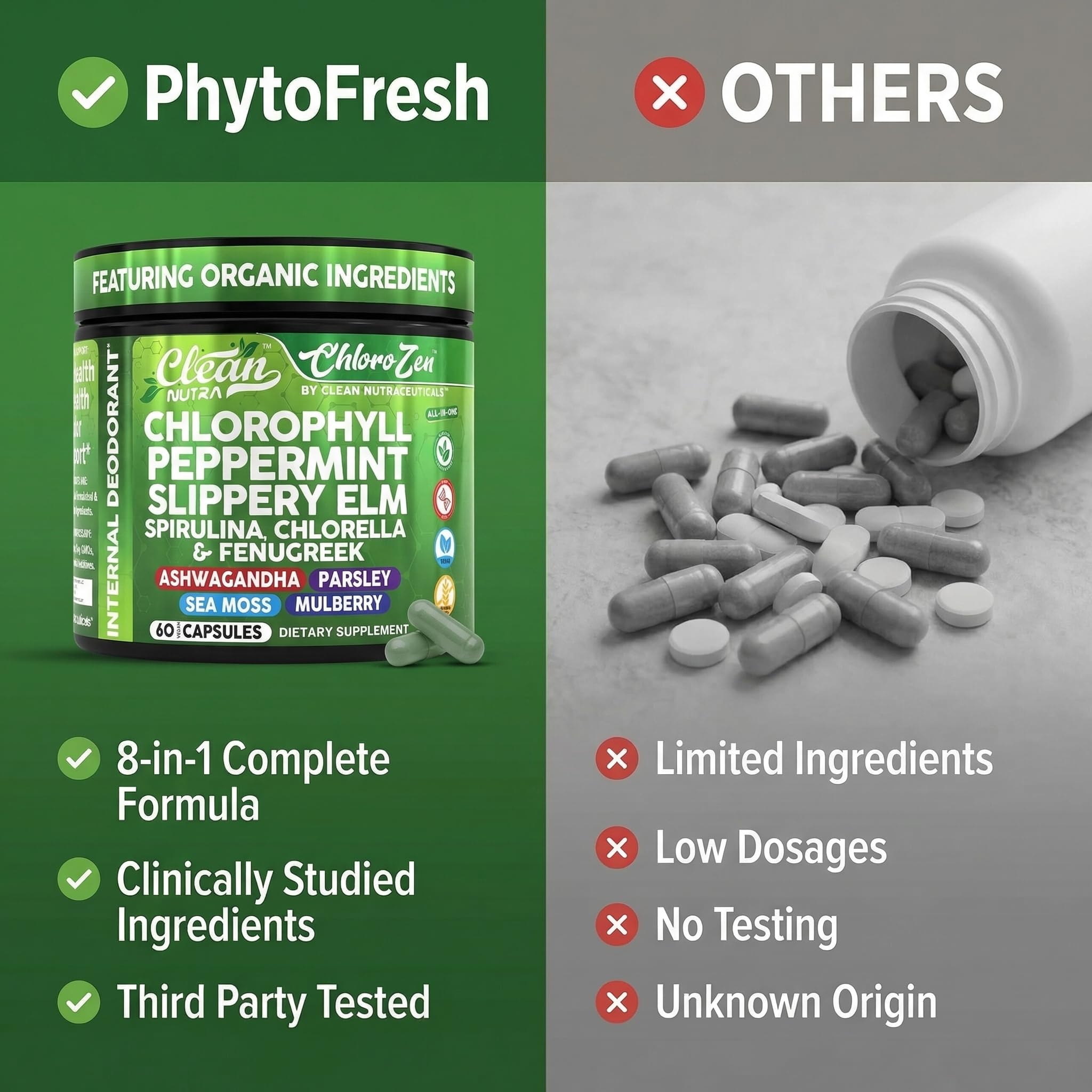 Clean Nutraceuticals Chlorophyll Capsules packaging close-up