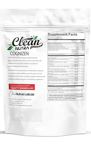 Clean Nutraceuticals CogniZen Nootropic Brain Supplement ingredients list on packaging