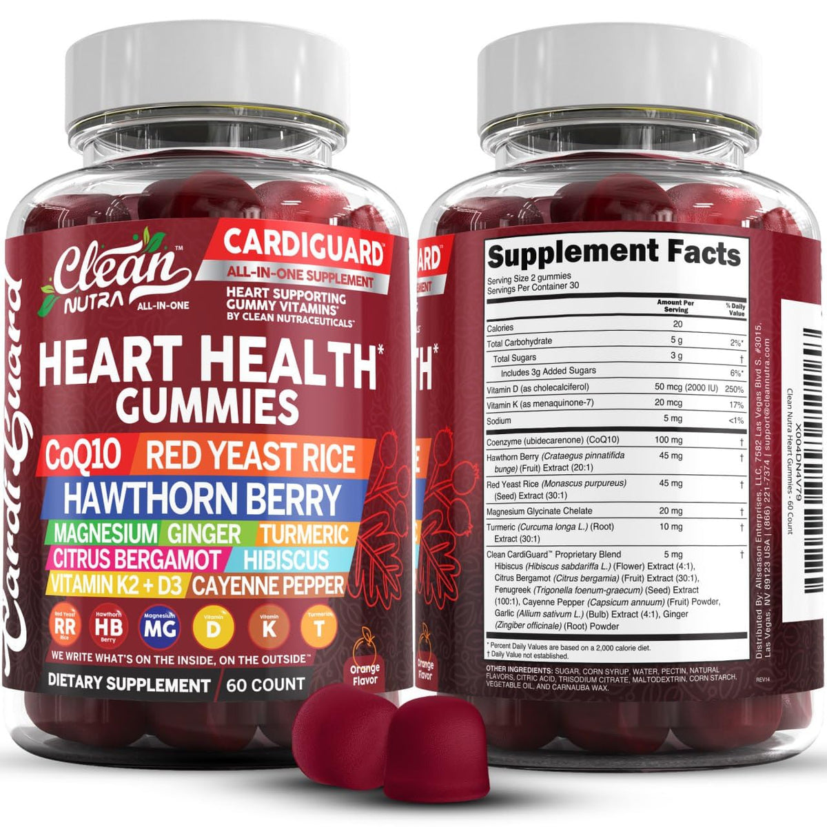 Clean Nutraceuticals CoQ10 Gummies front view with packaging