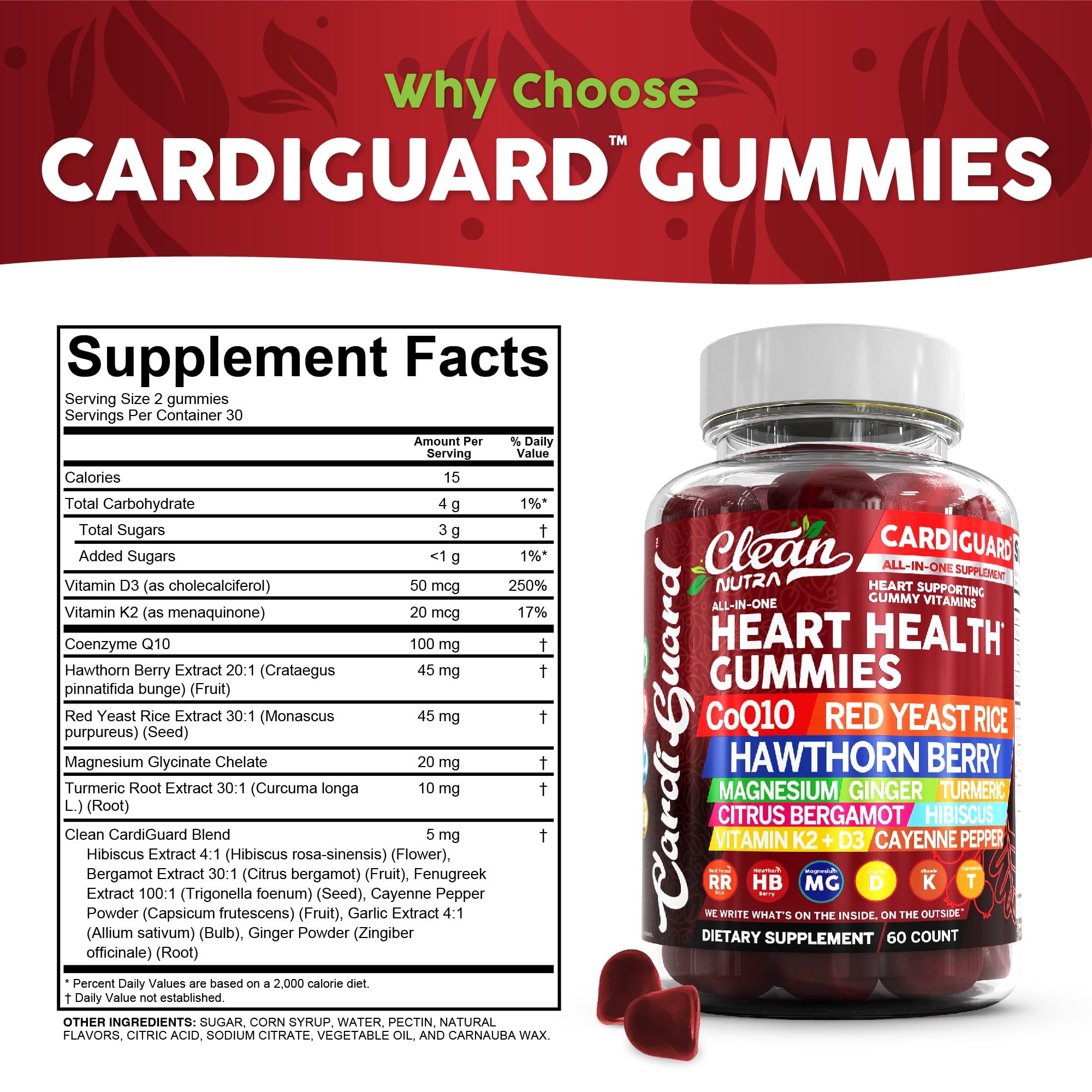 Clean Nutraceuticals CoQ10 Gummies ingredients list on packaging
