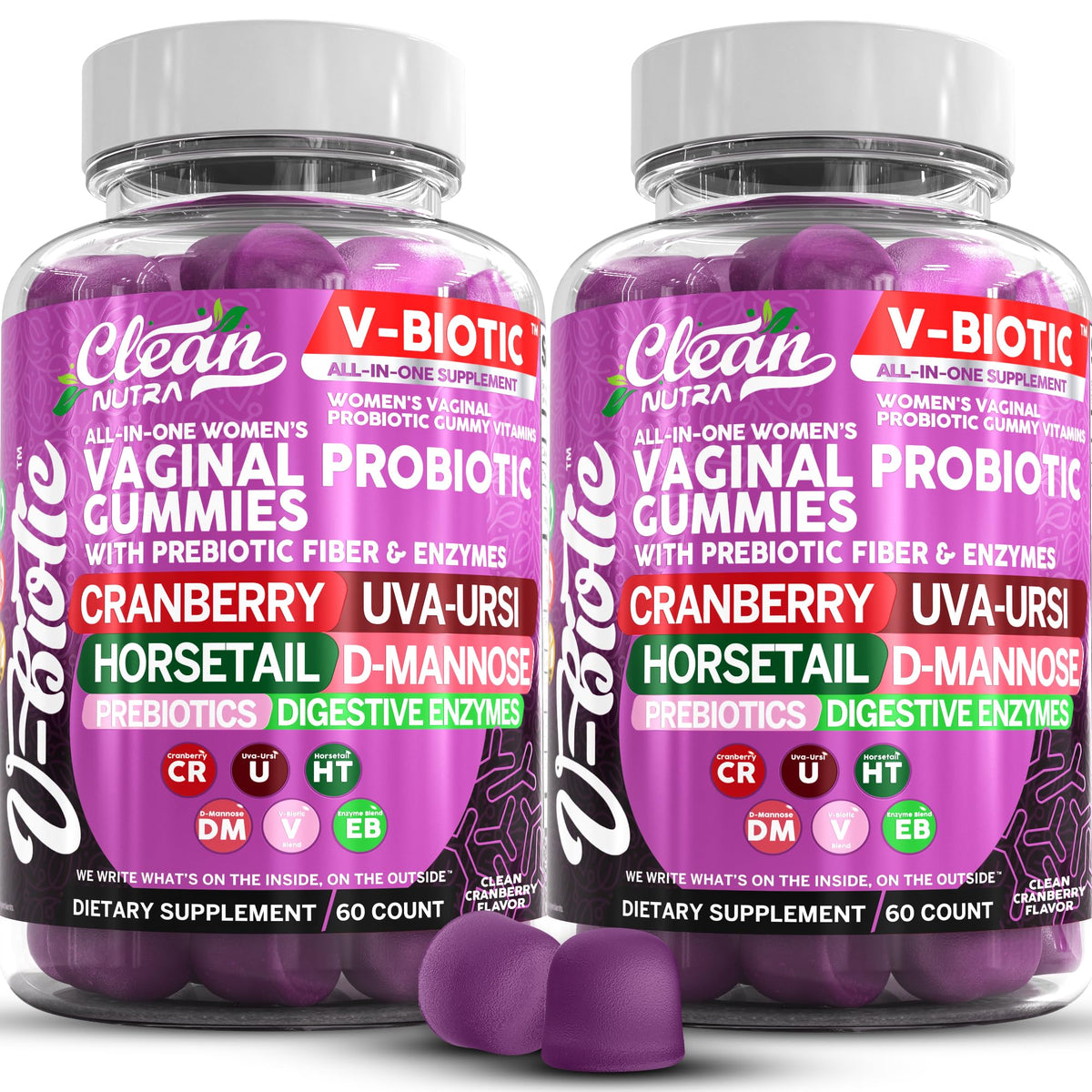 Clean Nutraceuticals Cranberry Probiotic Gummies front view