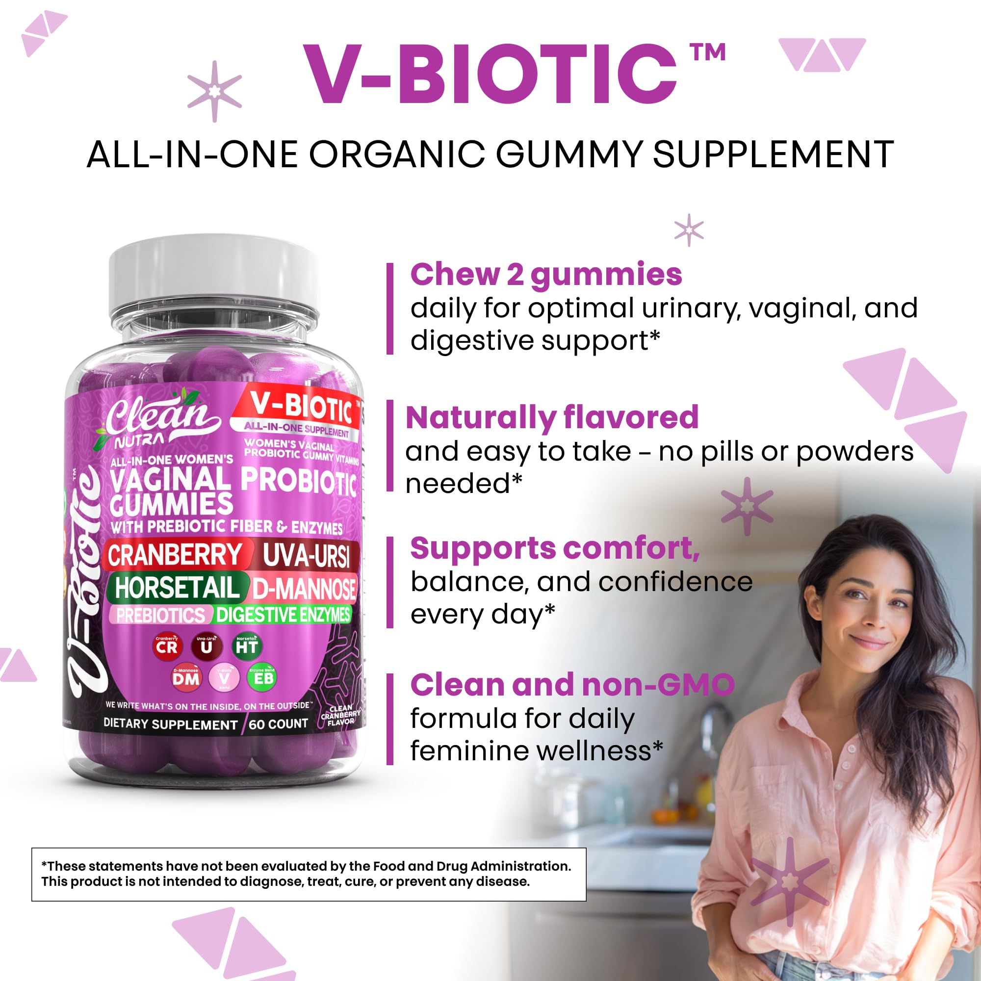 Clean Nutraceuticals Cranberry Probiotic Gummies side view
