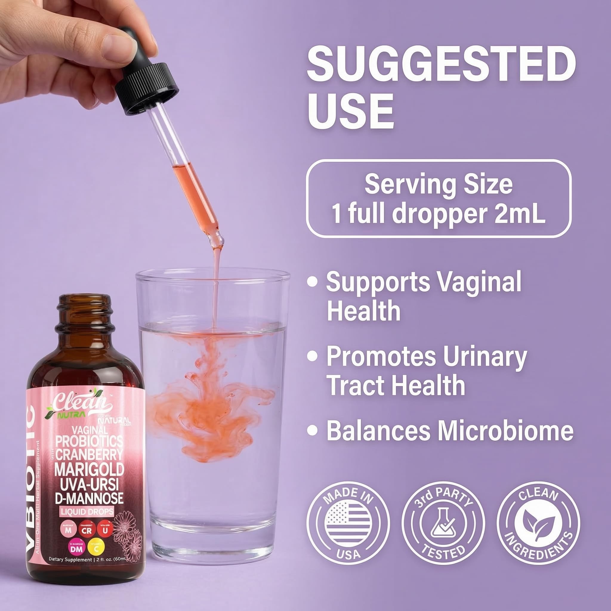 Clean Nutraceuticals Cranberry Probiotic Liquid Drops label details