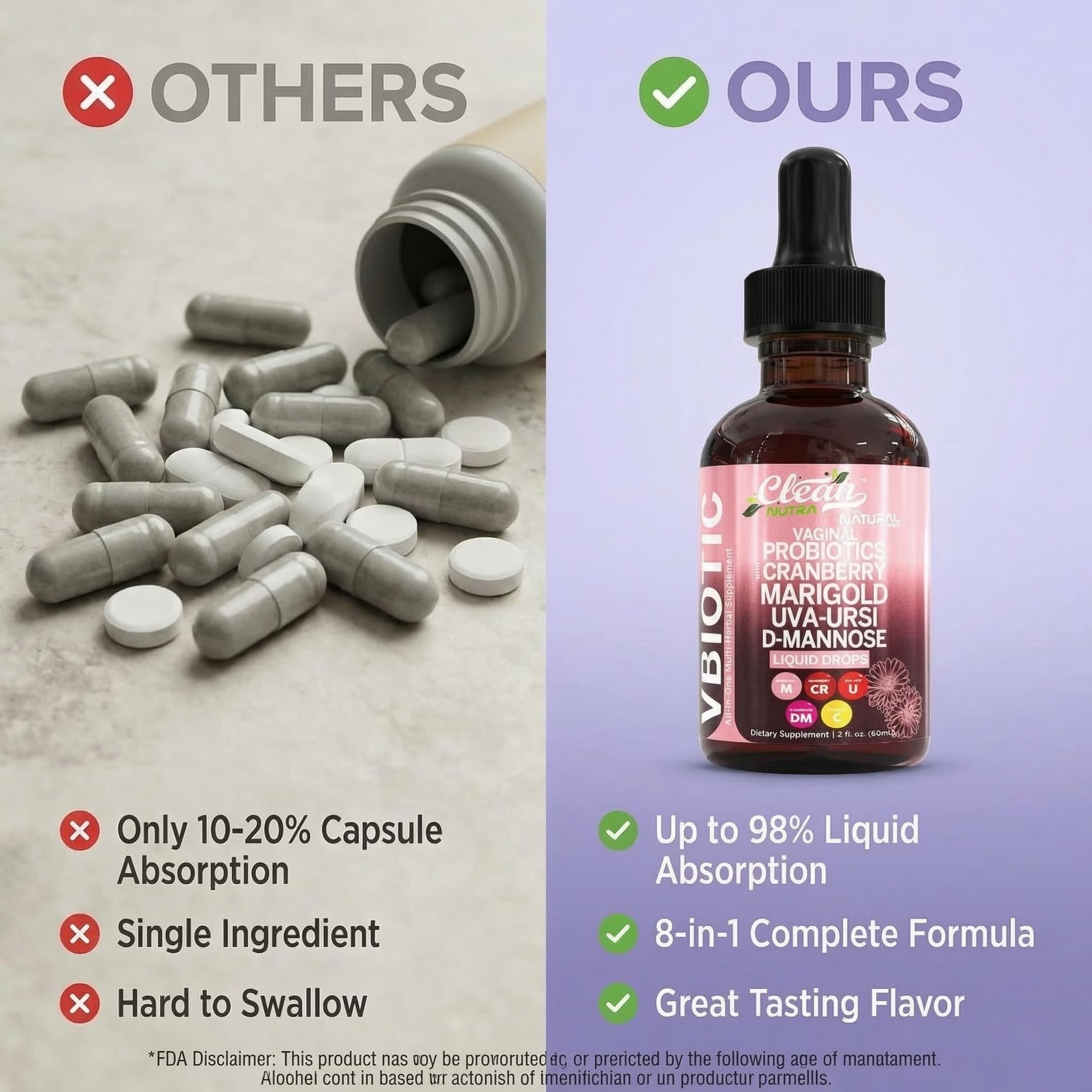 Clean Nutraceuticals Cranberry Probiotic Liquid Drops with measuring dropper