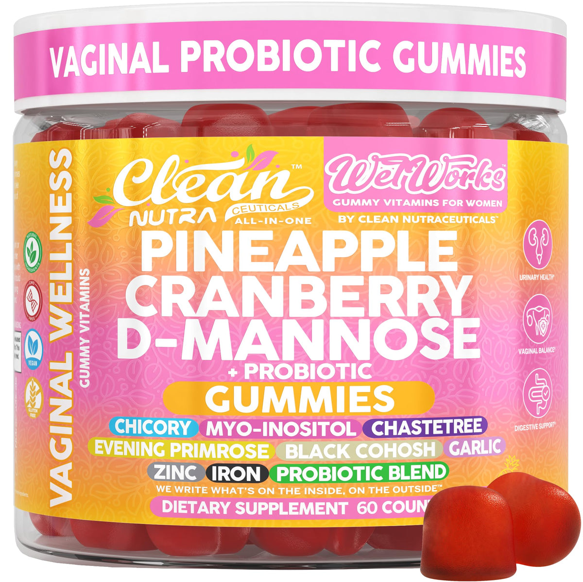 Clean Nutraceuticals D-Mannose Gummies front view packaging
