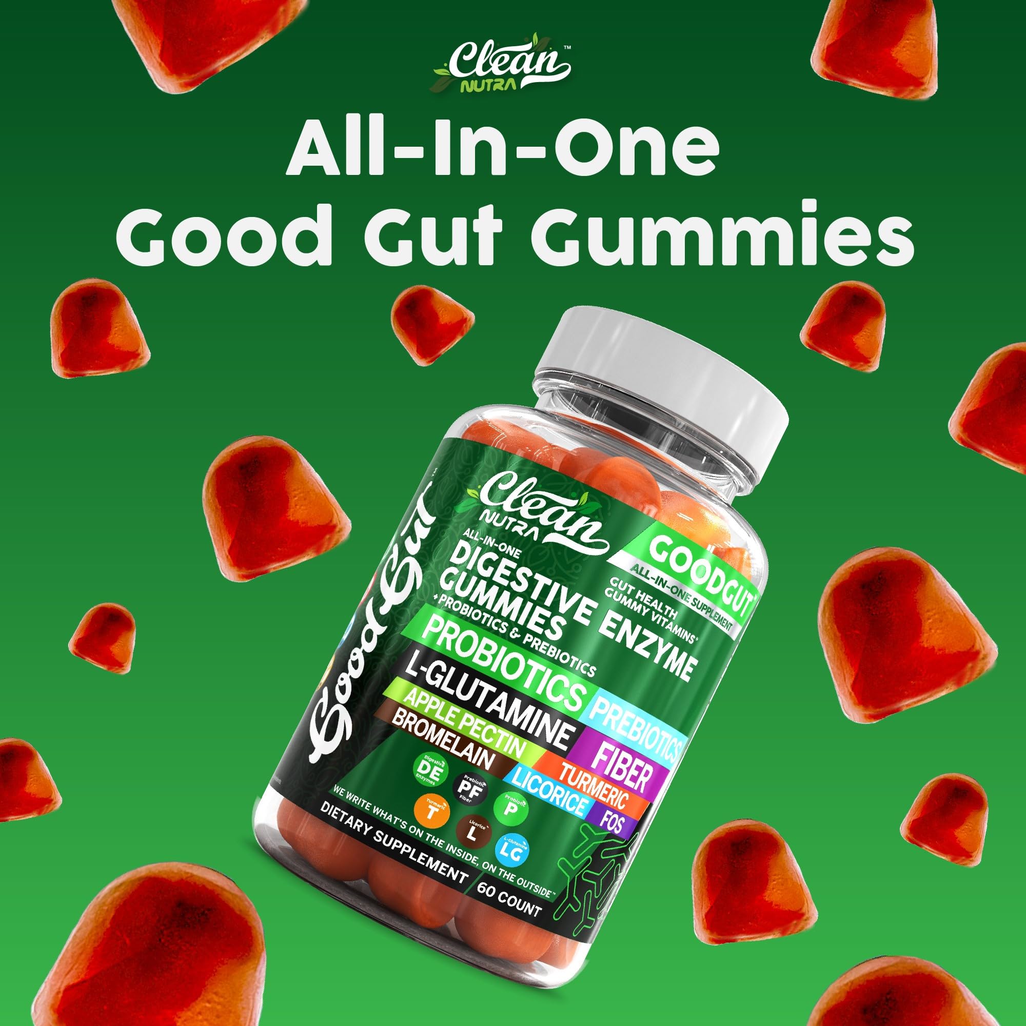 Clean Nutraceuticals daily Enzyme Gummies with a glass of water