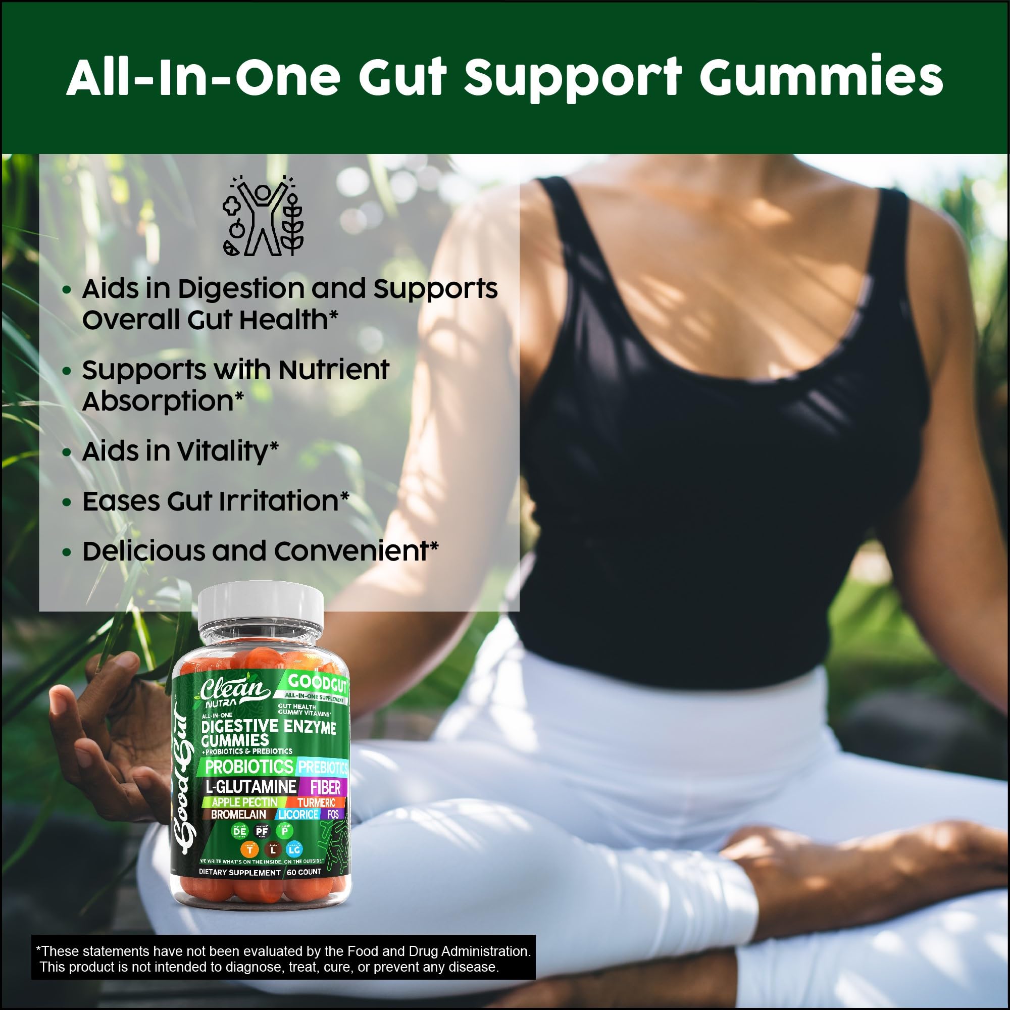 Clean Nutraceuticals daily Enzyme Gummies with ingredients displayed