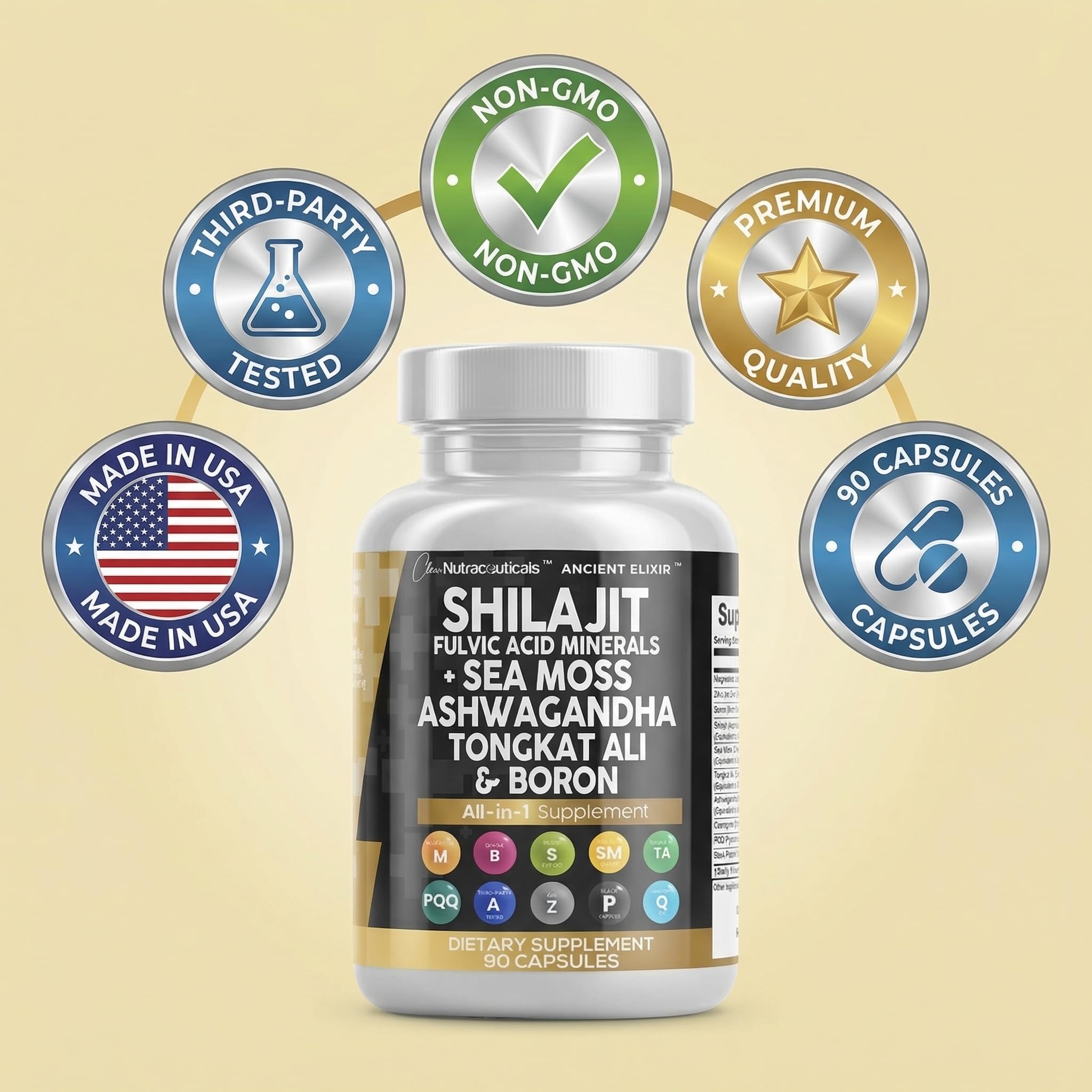 Clean Nutraceuticals Daily Shilajit Supplement 90 capsules with a glass of water