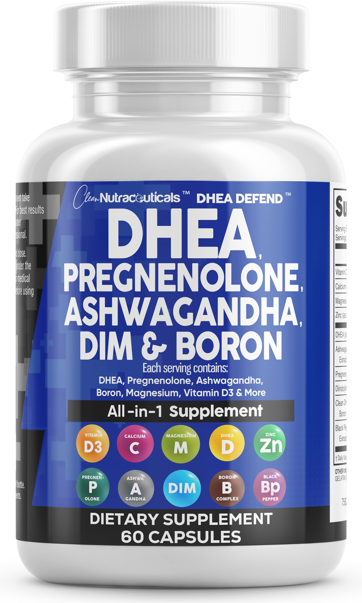 Clean Nutraceuticals DHEA 200mg Complex Supplement front view with label