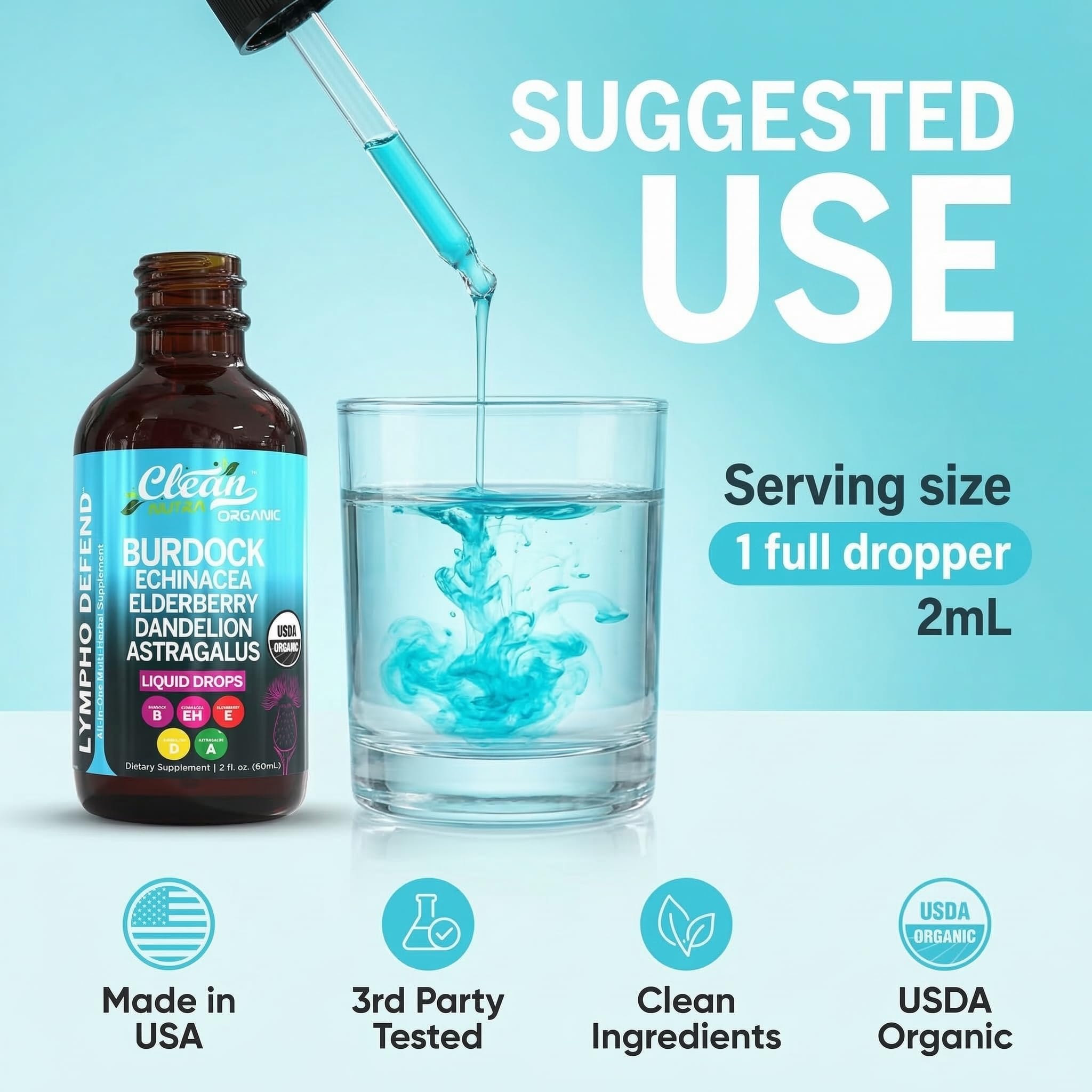 Clean Nutraceuticals Echinacea Liquid Drops with measuring spoon