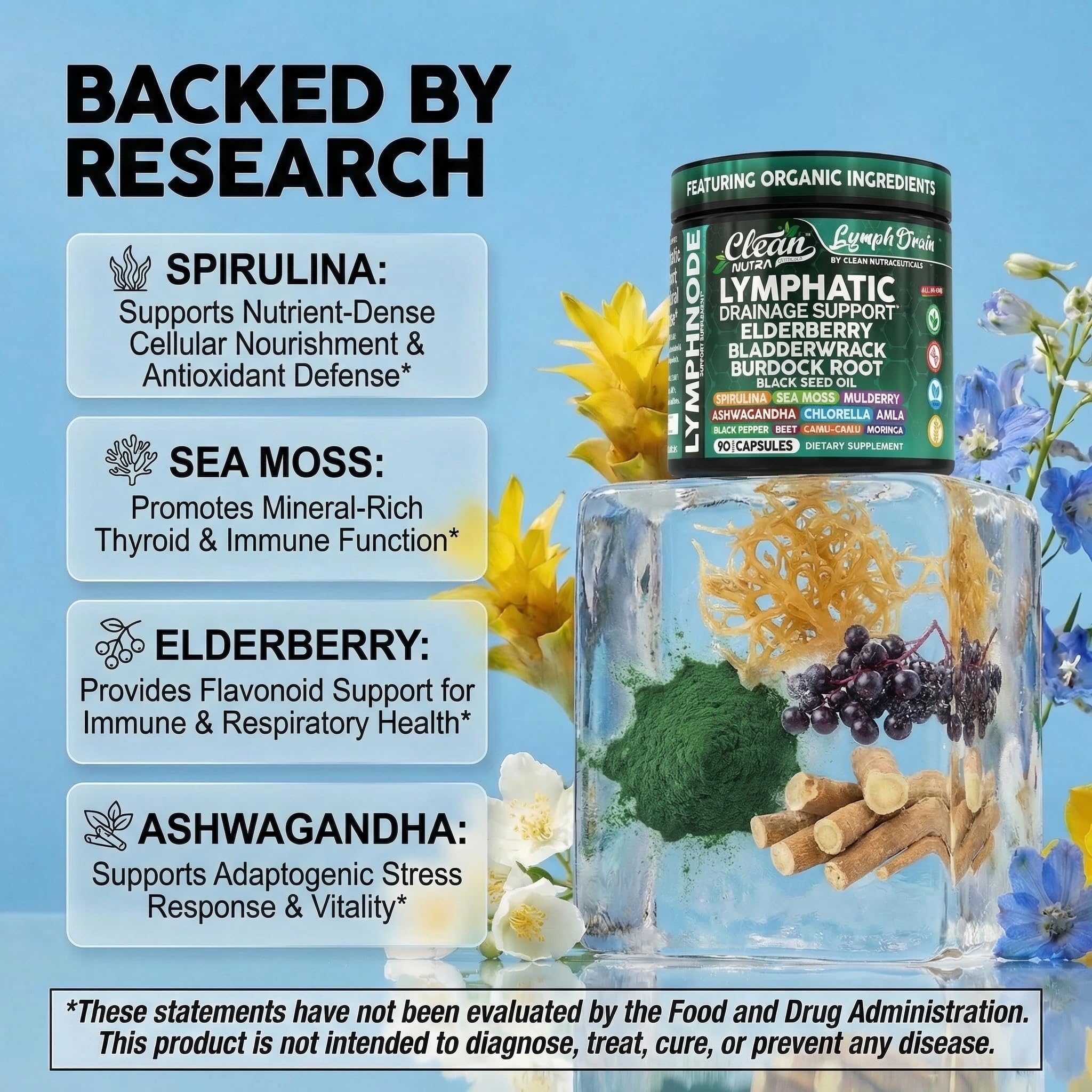 Clean Nutraceuticals Elderberry Lymphatic Drainage Capsules packaging