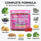 Clean Nutraceuticals Feminine Balance Gummies with a hand holding a gummy