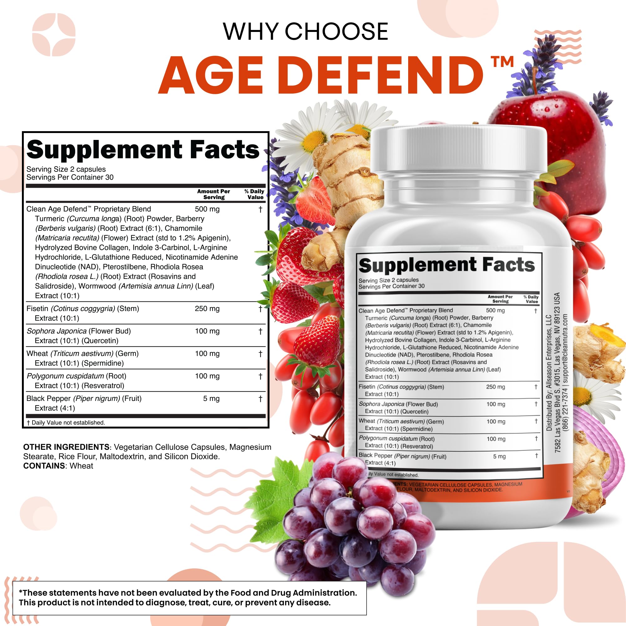 Clean Nutraceuticals Fisetin Quercetin Resveratrol Supplement bottle with measuring spoon