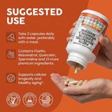 Clean Nutraceuticals Fisetin Quercetin Resveratrol Supplement capsule close-up