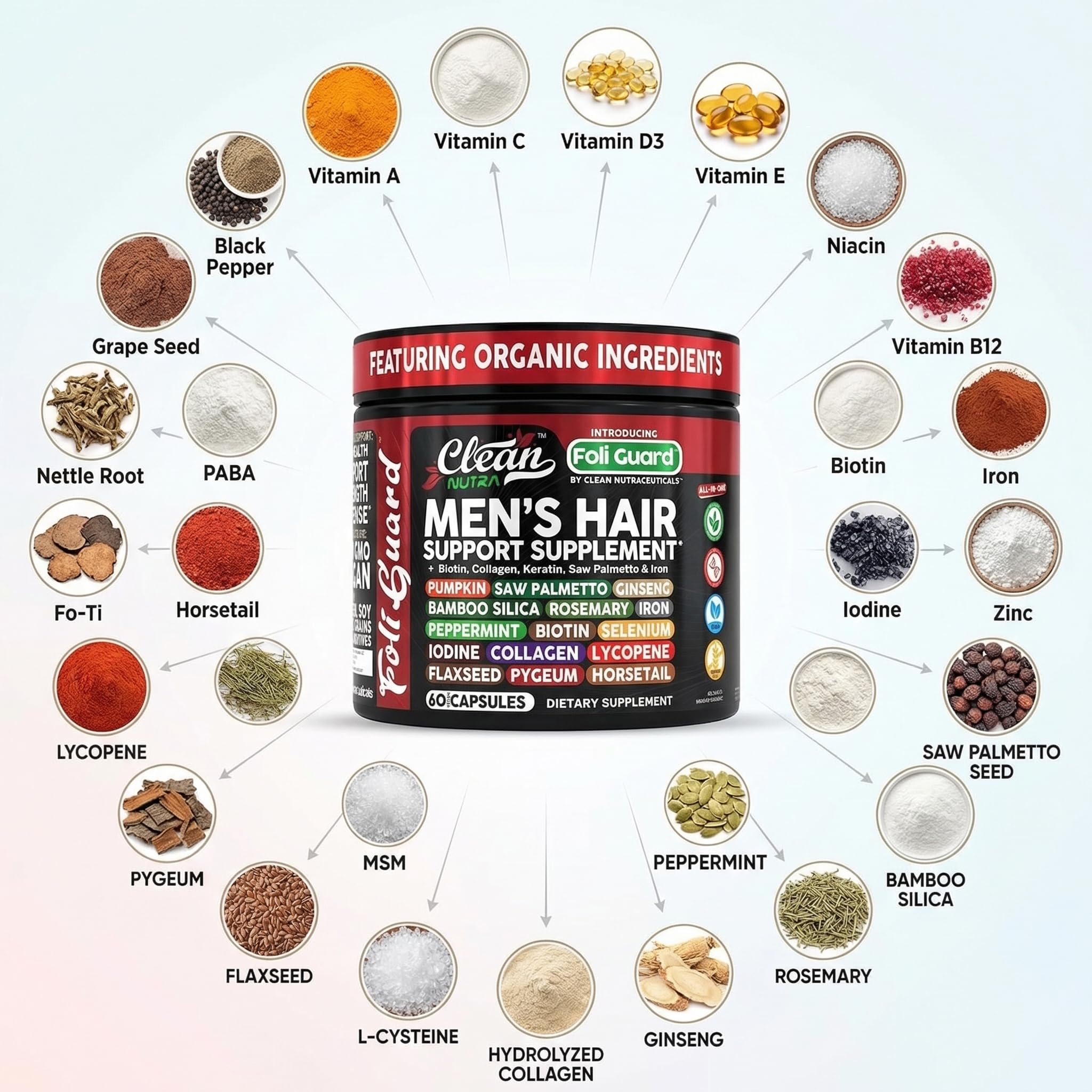 Clean Nutraceuticals Foli Guard Hair Growth Supplement with capsules