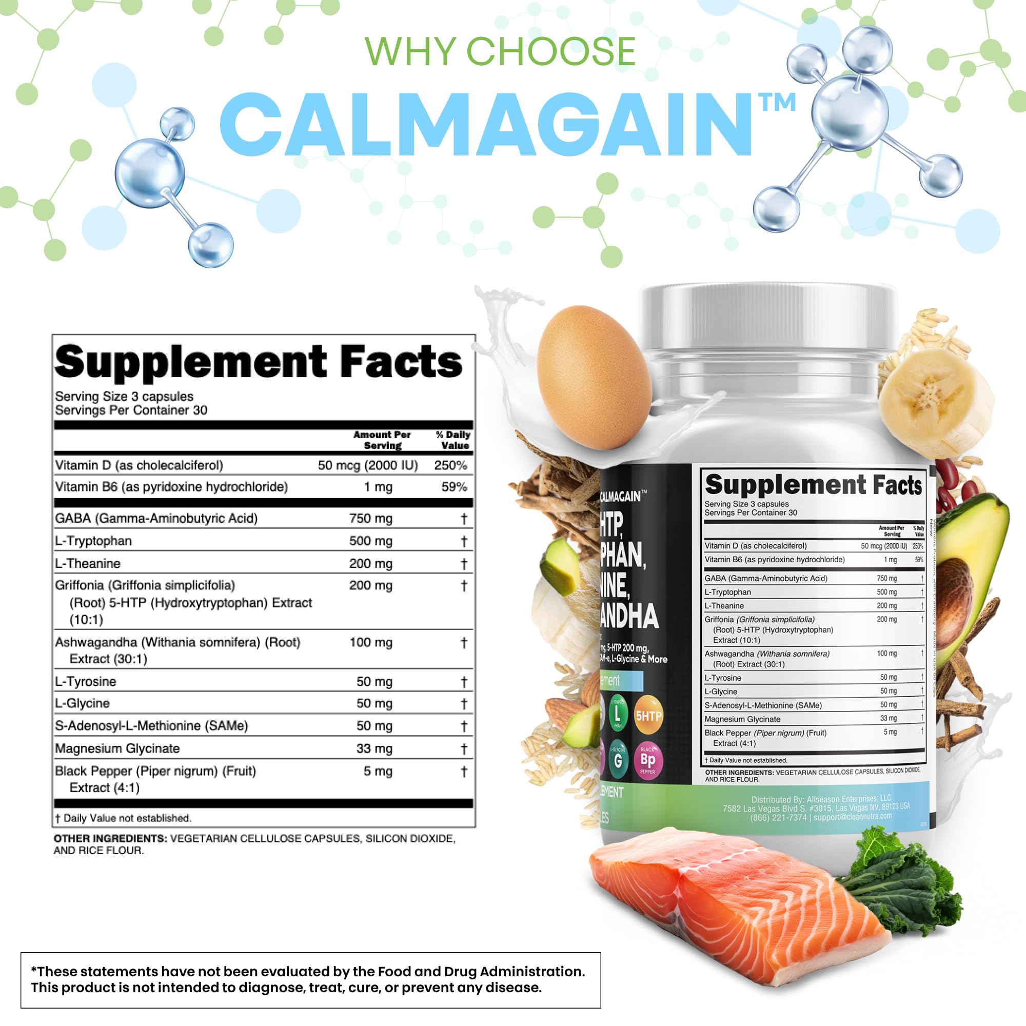 Clean Nutraceuticals GABA L-Theanine 5-HTP Supplement packaging