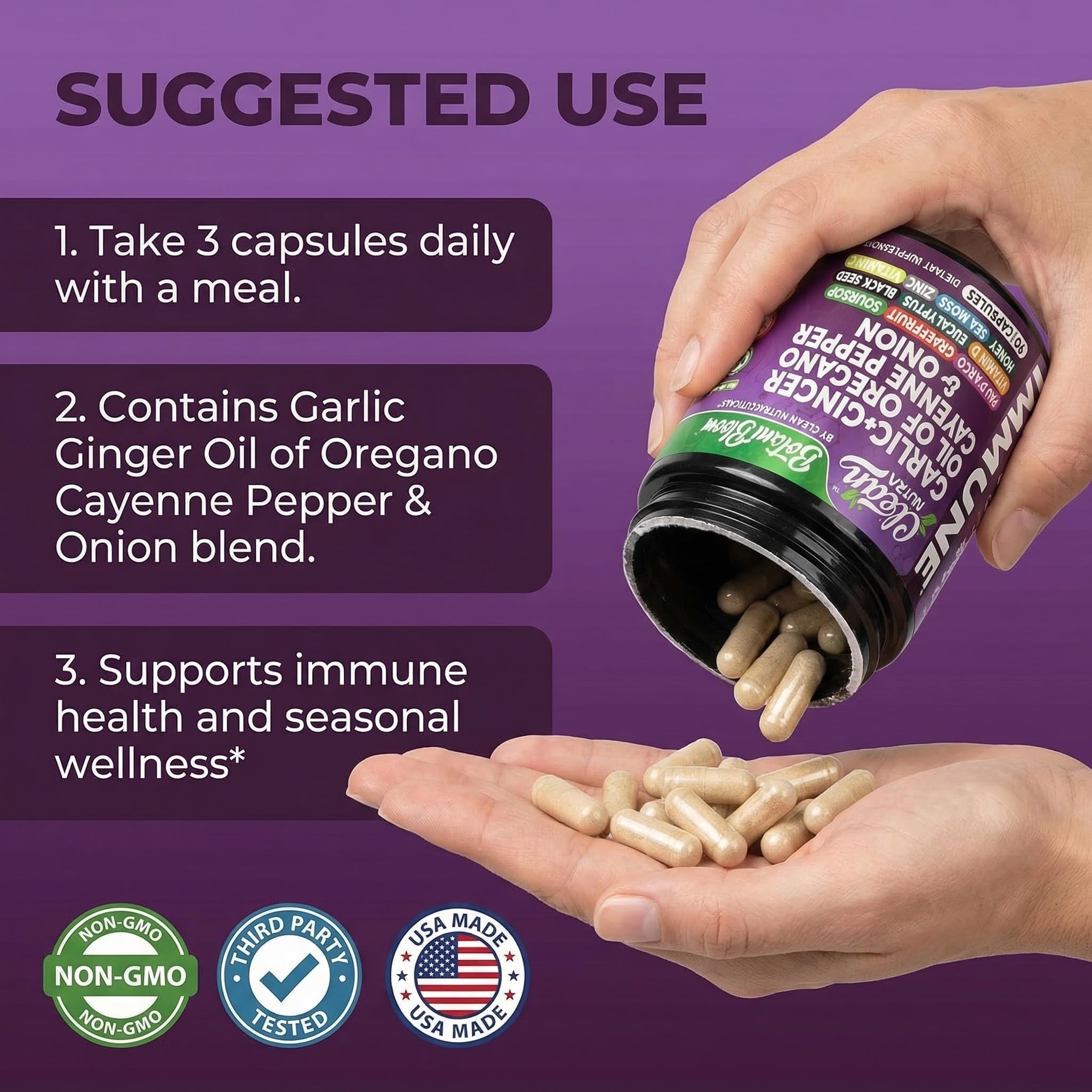 Clean Nutraceuticals Garlic & Sea Moss Capsules 90 Count lifestyle image