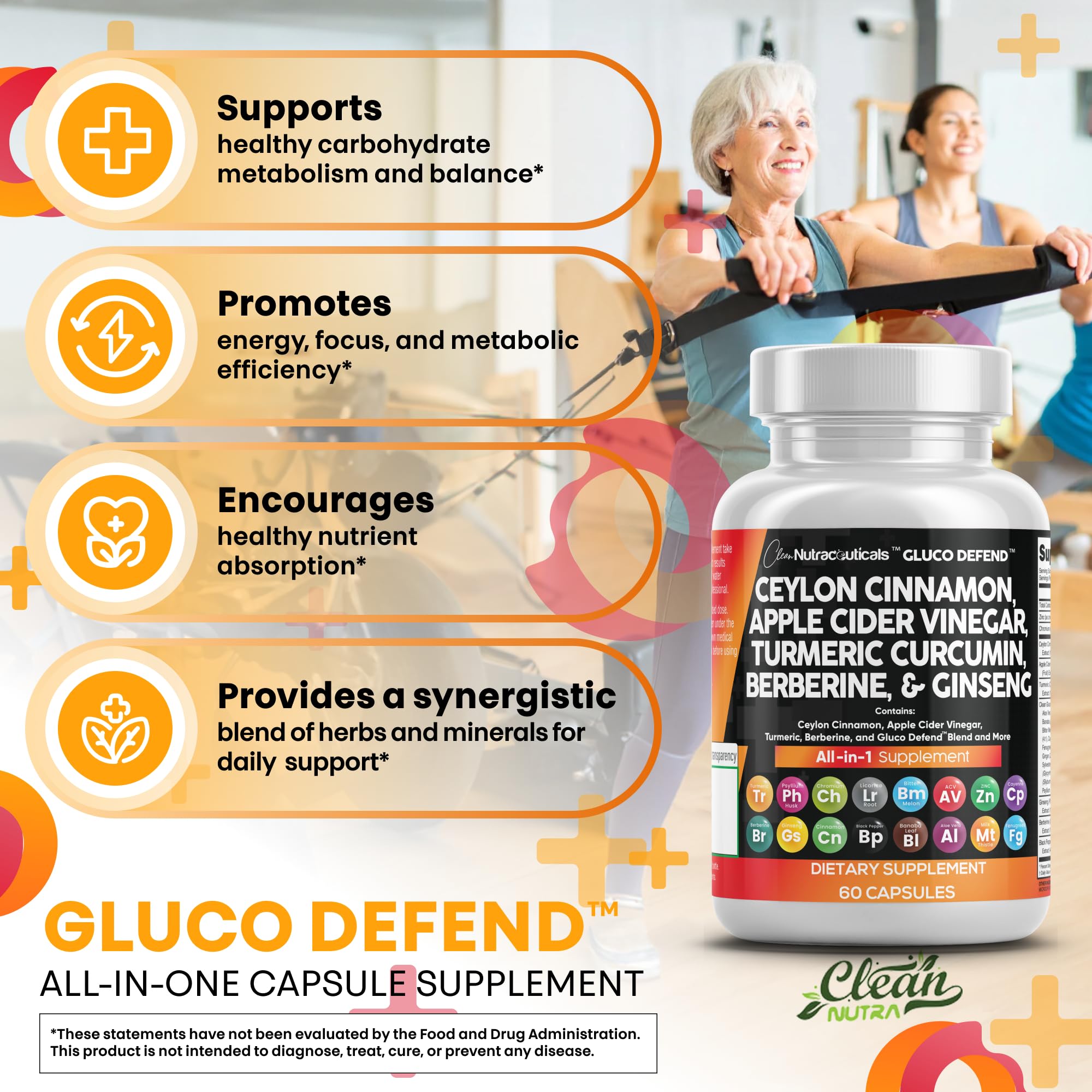 Clean Nutraceuticals Gluco Defend Cinnamon Supplements capsules