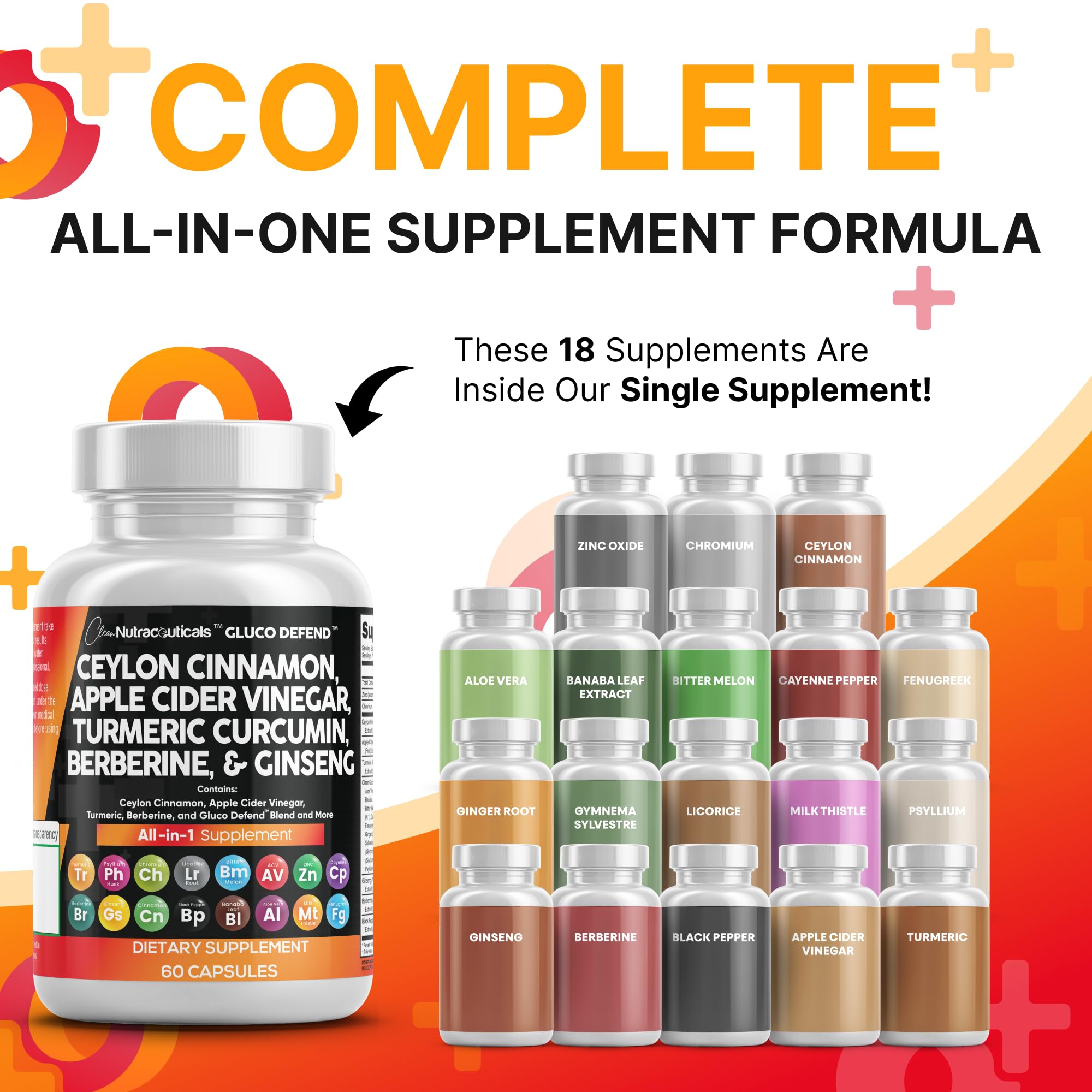 Clean Nutraceuticals Gluco Defend Cinnamon Supplements side view