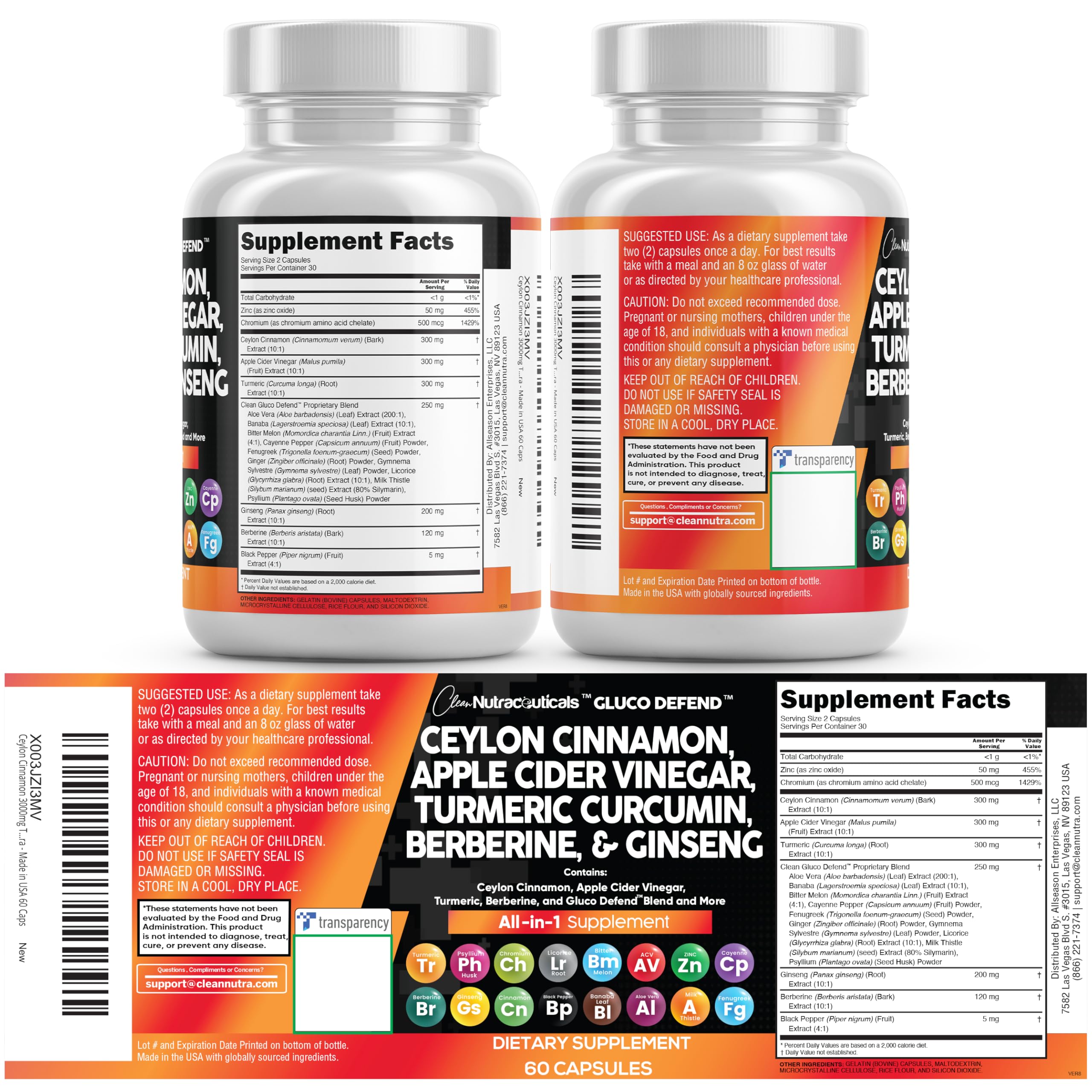 Clean Nutraceuticals Gluco Defend with apple cider vinegar ingredients