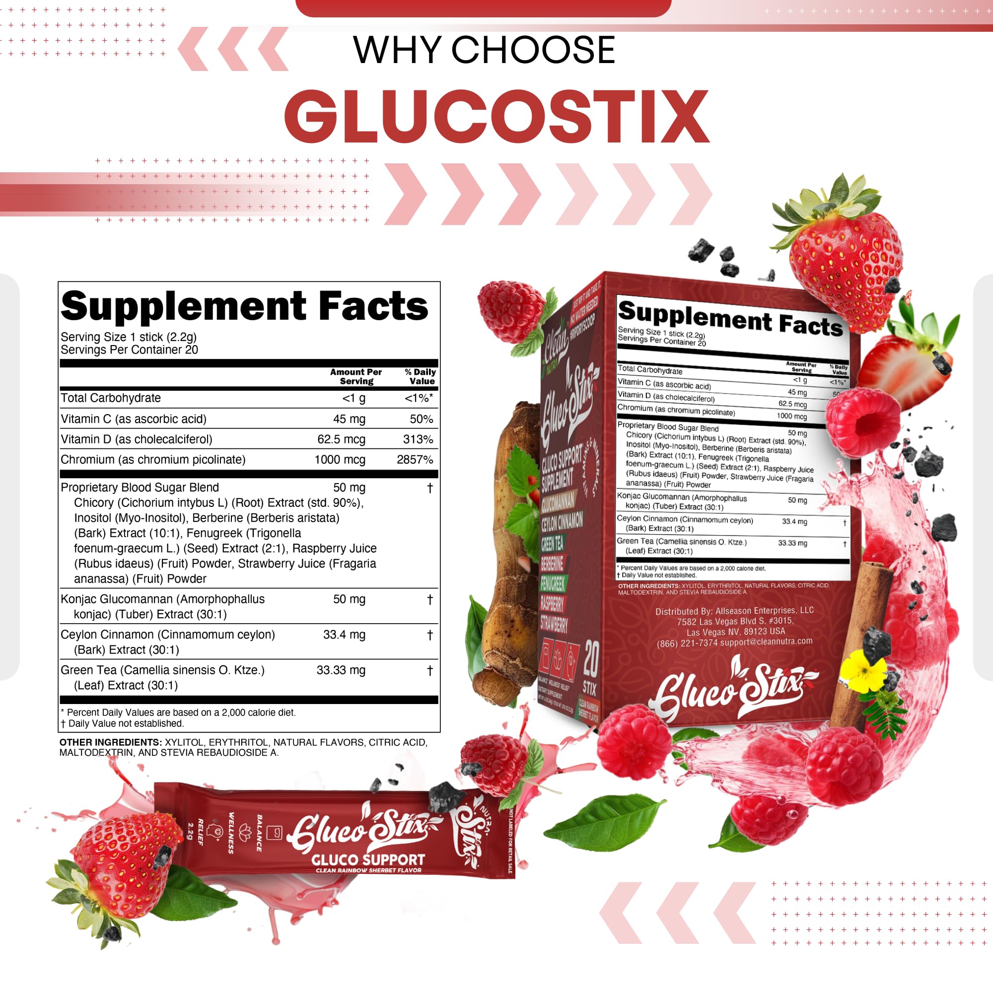 Clean Nutraceuticals Gluco Stix powder in a spoon