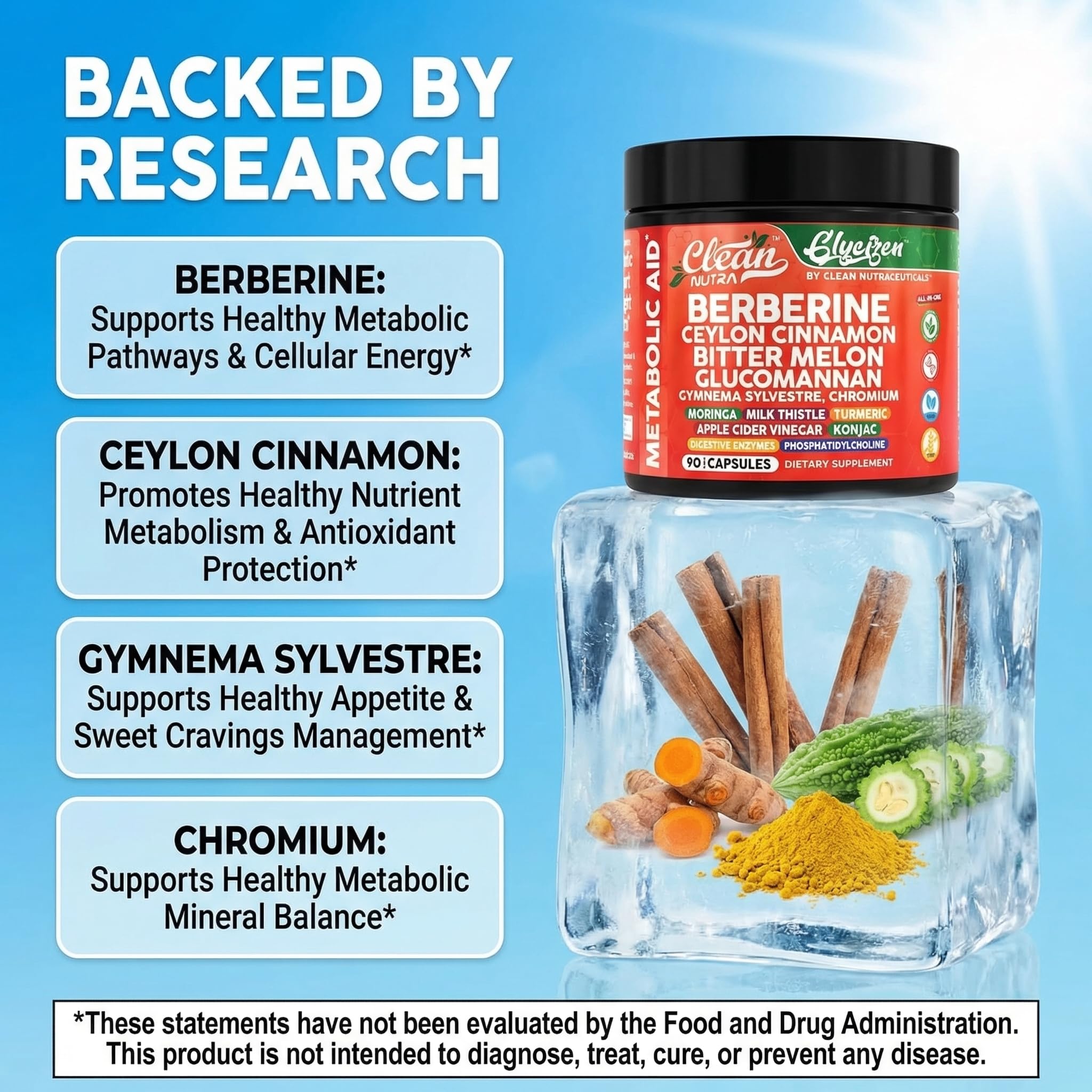 Clean Nutraceuticals GlyciZen Berberine Supplement capsules close-up