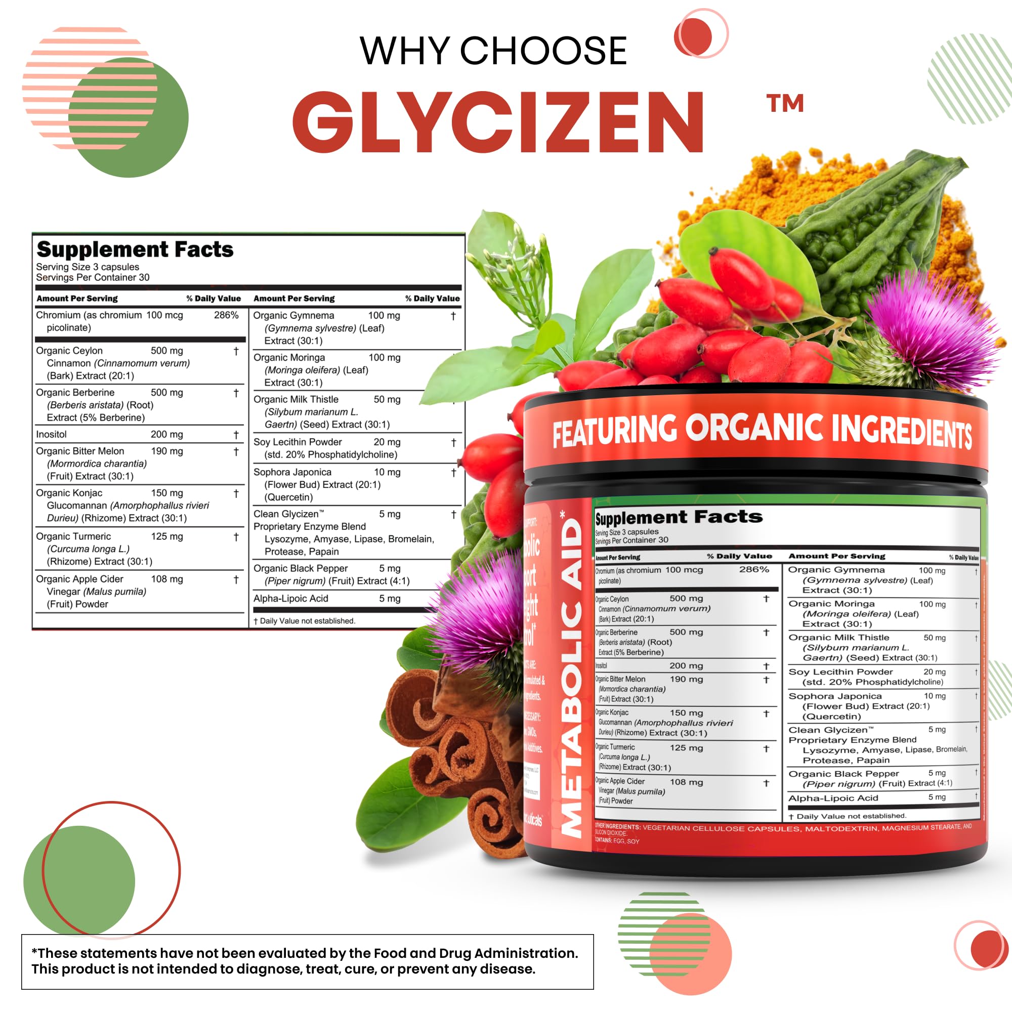 Clean Nutraceuticals GlyciZen Berberine Supplement side view
