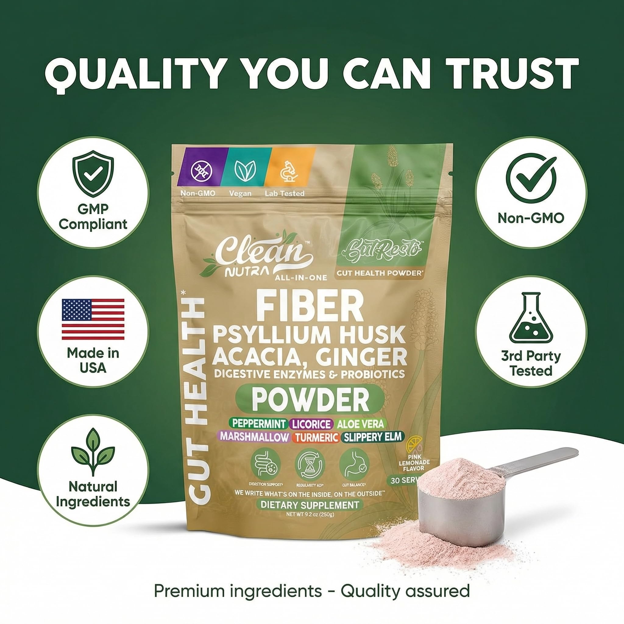 Clean Nutraceuticals GutResto Daily Fibre Powder close-up