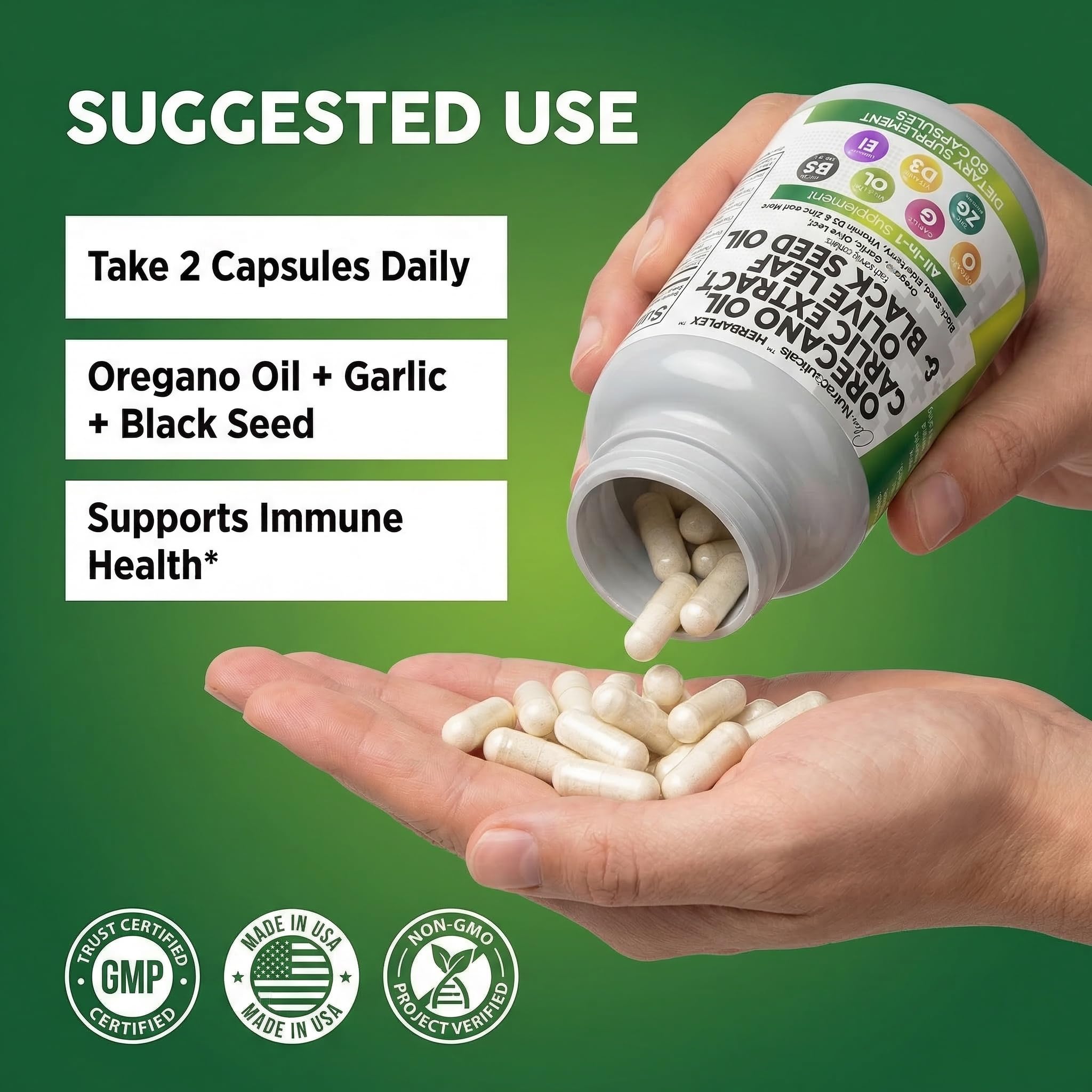 Clean Nutraceuticals HerbaPlex Oregano & Garlic Supplement bottle on a table