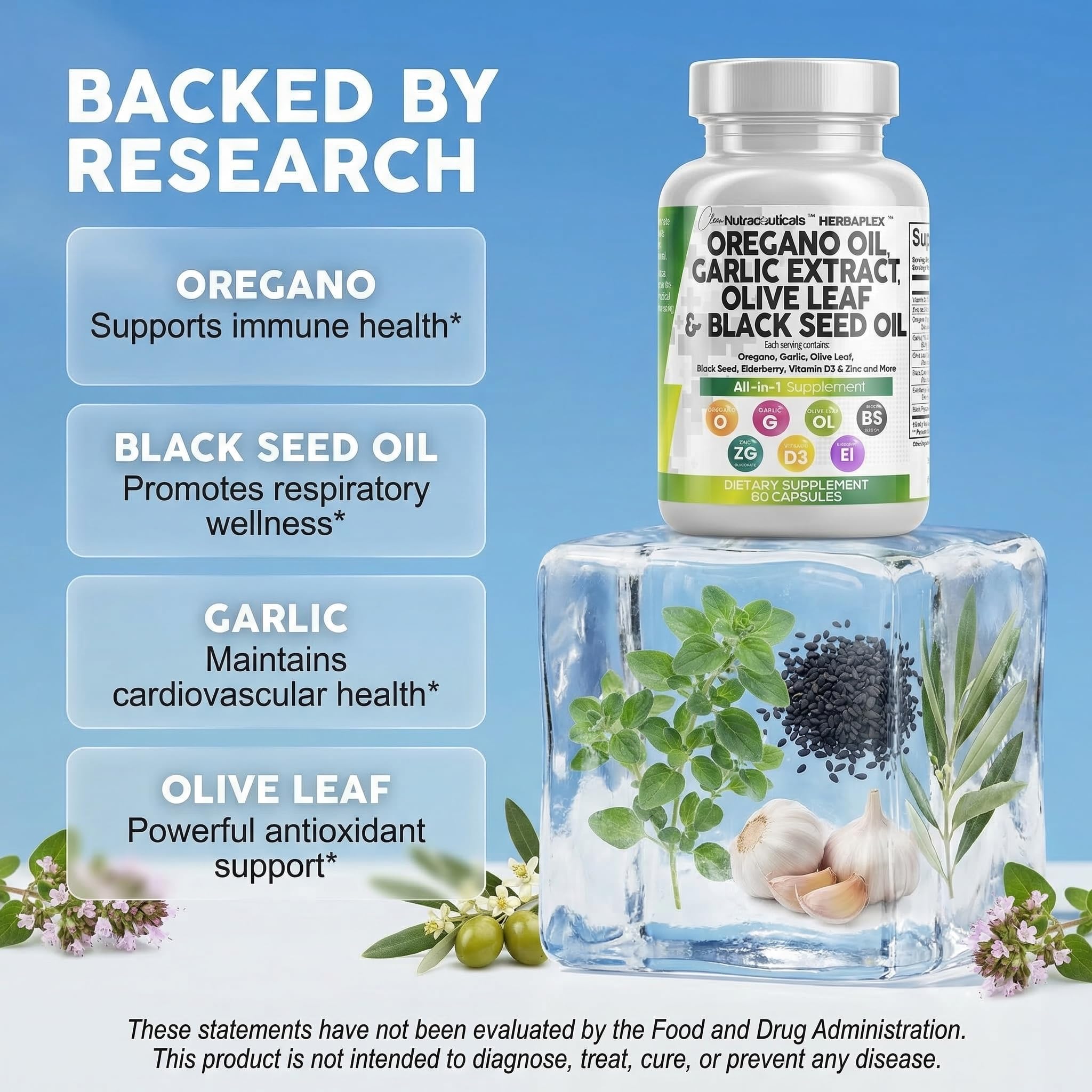 Clean Nutraceuticals HerbaPlex Oregano & Garlic Supplement capsules