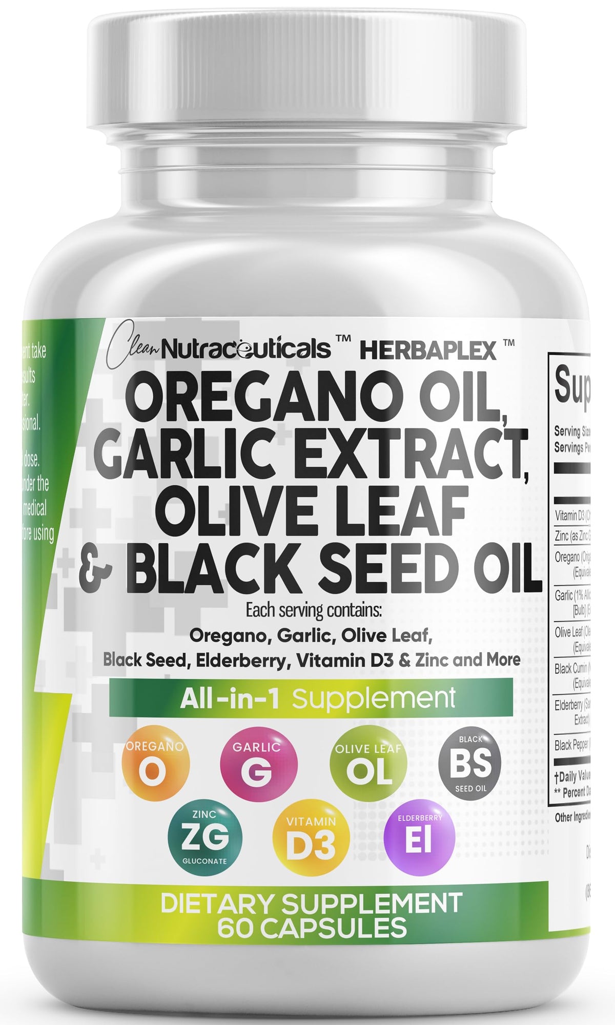 Clean Nutraceuticals HerbaPlex Oregano & Garlic Supplement front view