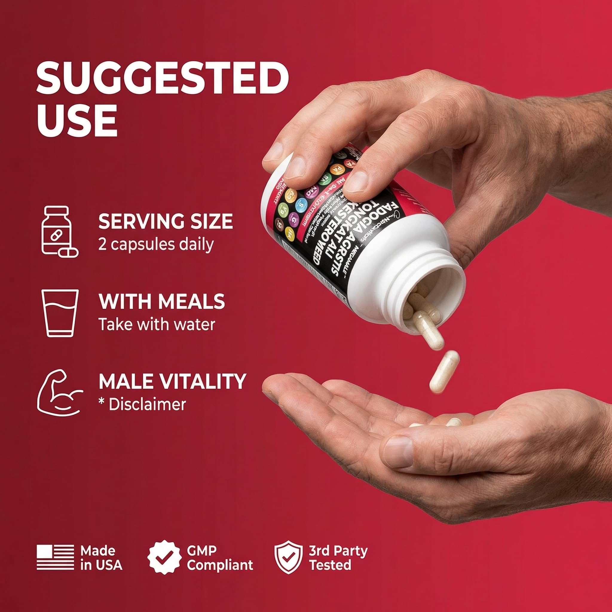 Clean Nutraceuticals Horny Goat Weed capsules on a wooden table