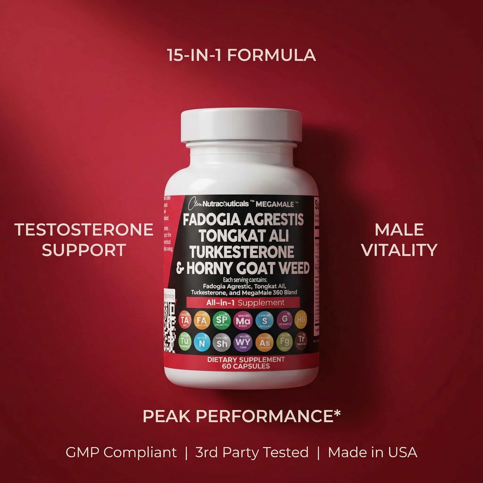 Clean Nutraceuticals Horny Goat Weed capsules with a measuring spoon