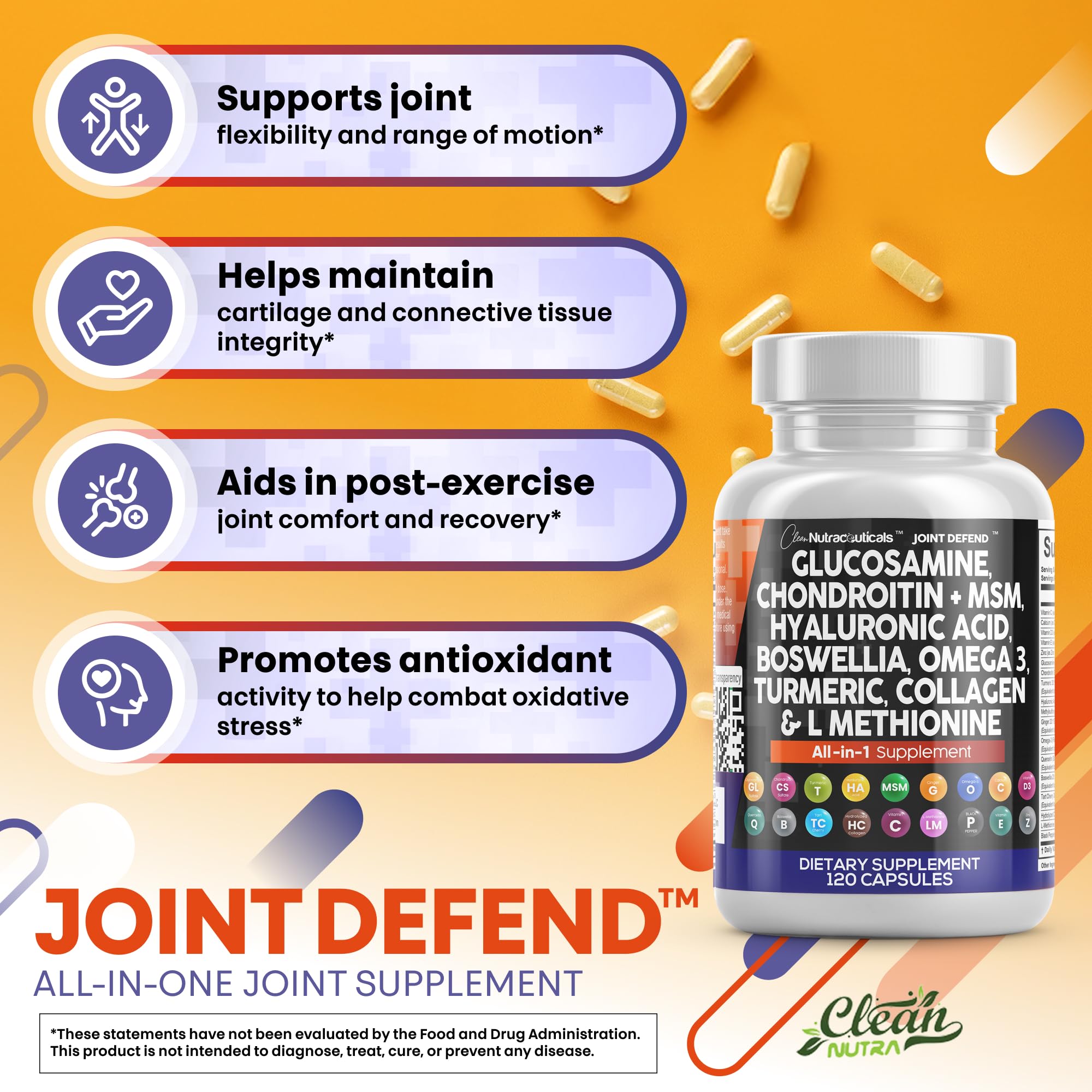 Clean Nutraceuticals Joint Defend bottle with cap open