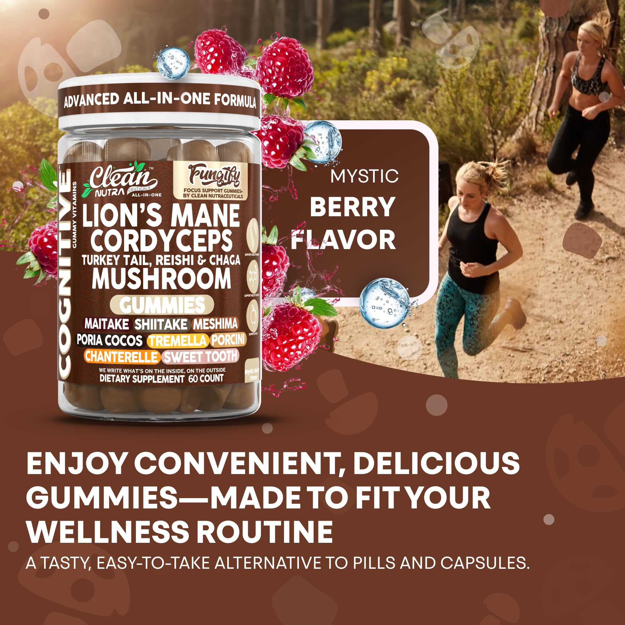 Clean Nutraceuticals Lions Mane Gummies lifestyle scene with a cup of tea